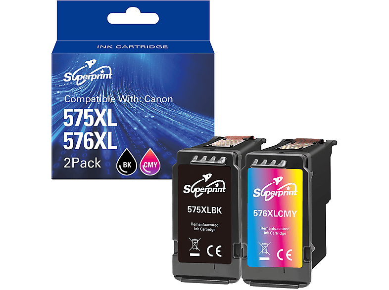 SUPERPRINT PG-575XL + CL-576XL Tintenpatrone Schwarz, Cyan, Magenta ...