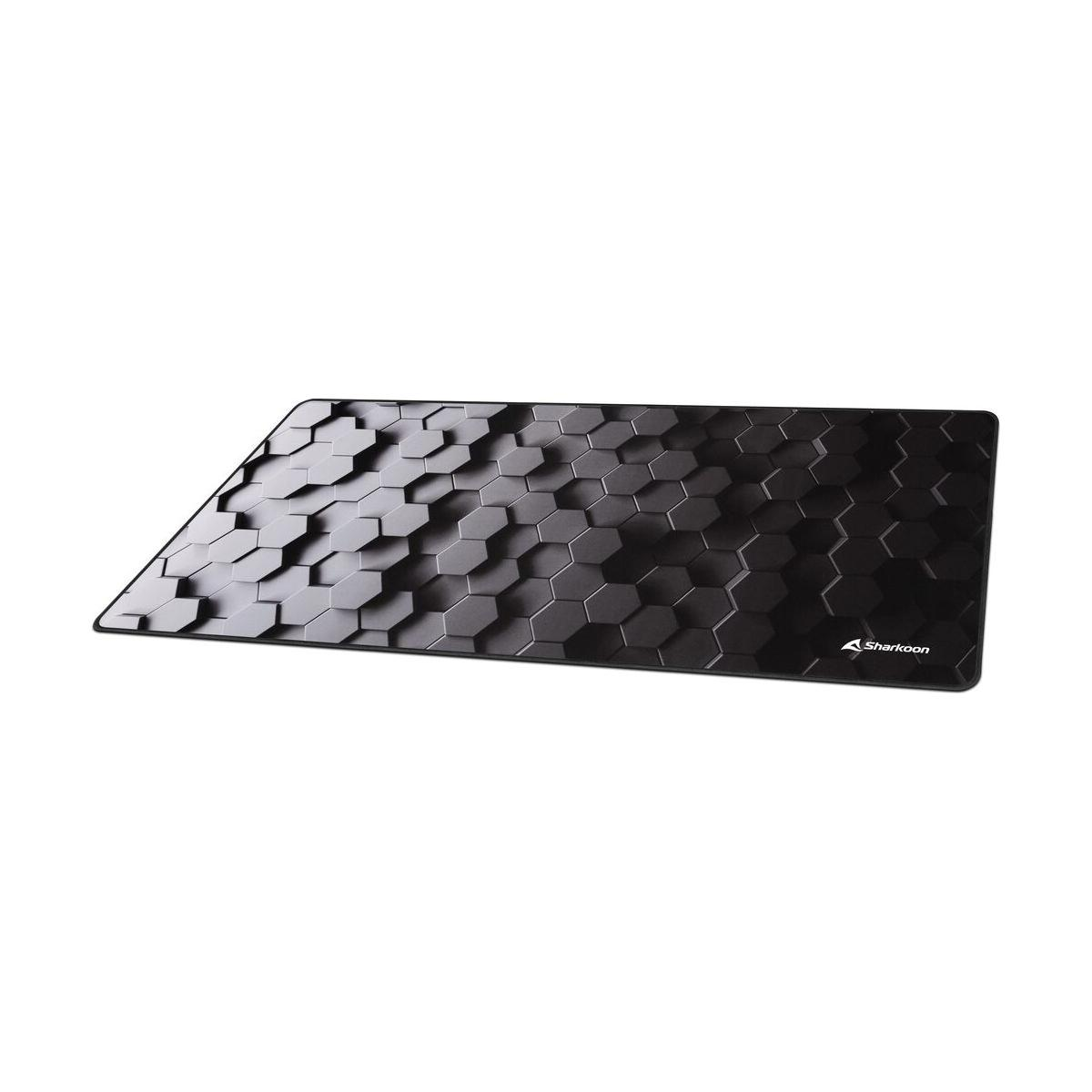 Tapis de souris gaming hexagonal noir avec logo Sharkoon.