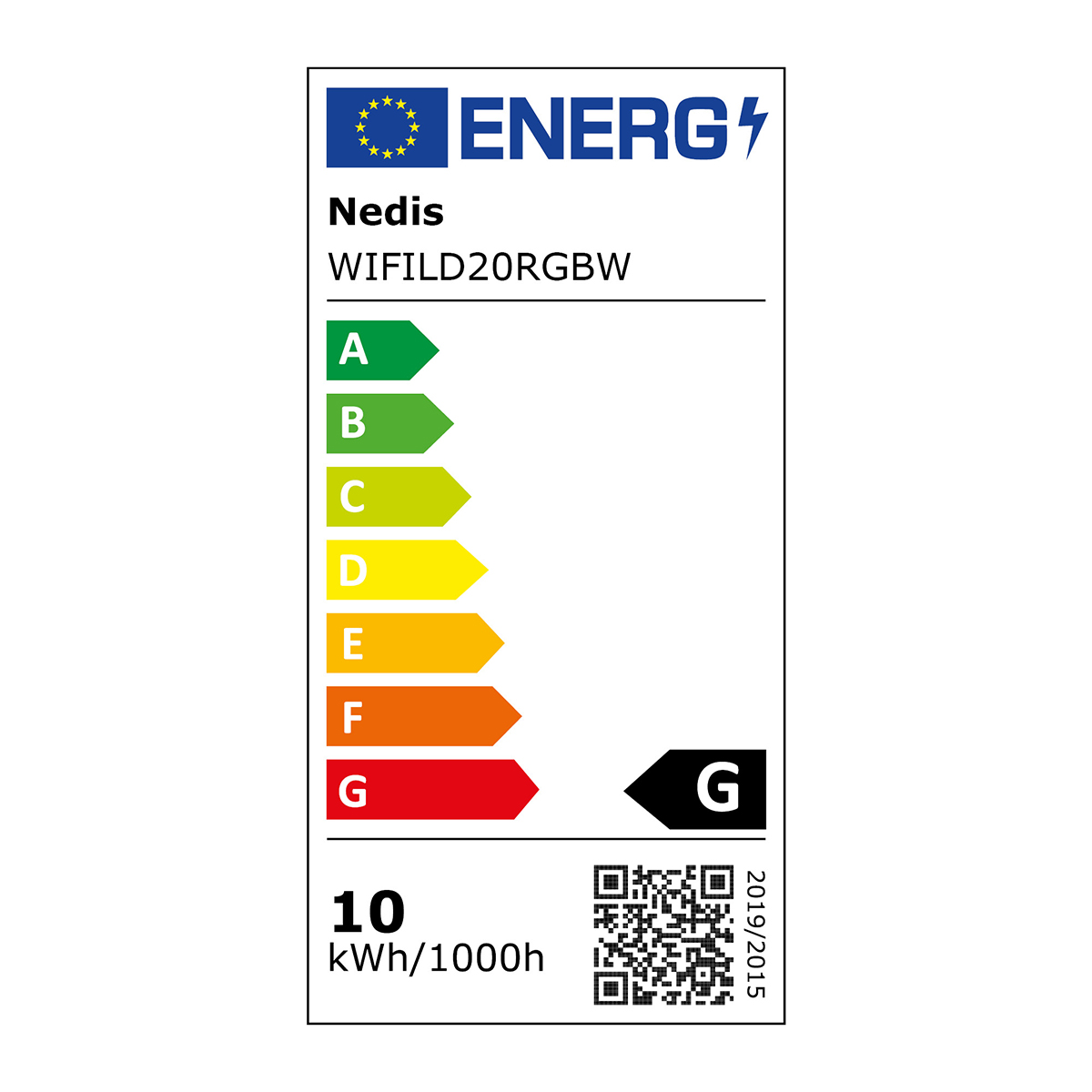 Étiquette d'efficacité énergétique. L'étiquette est blanche. Fond blanc.