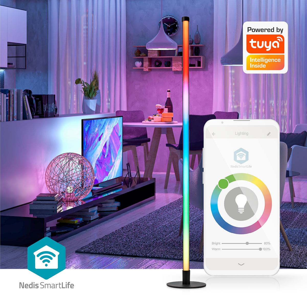 Bande lumineuse LED intelligente avec interface d'application pour smartphone et intérieur.
