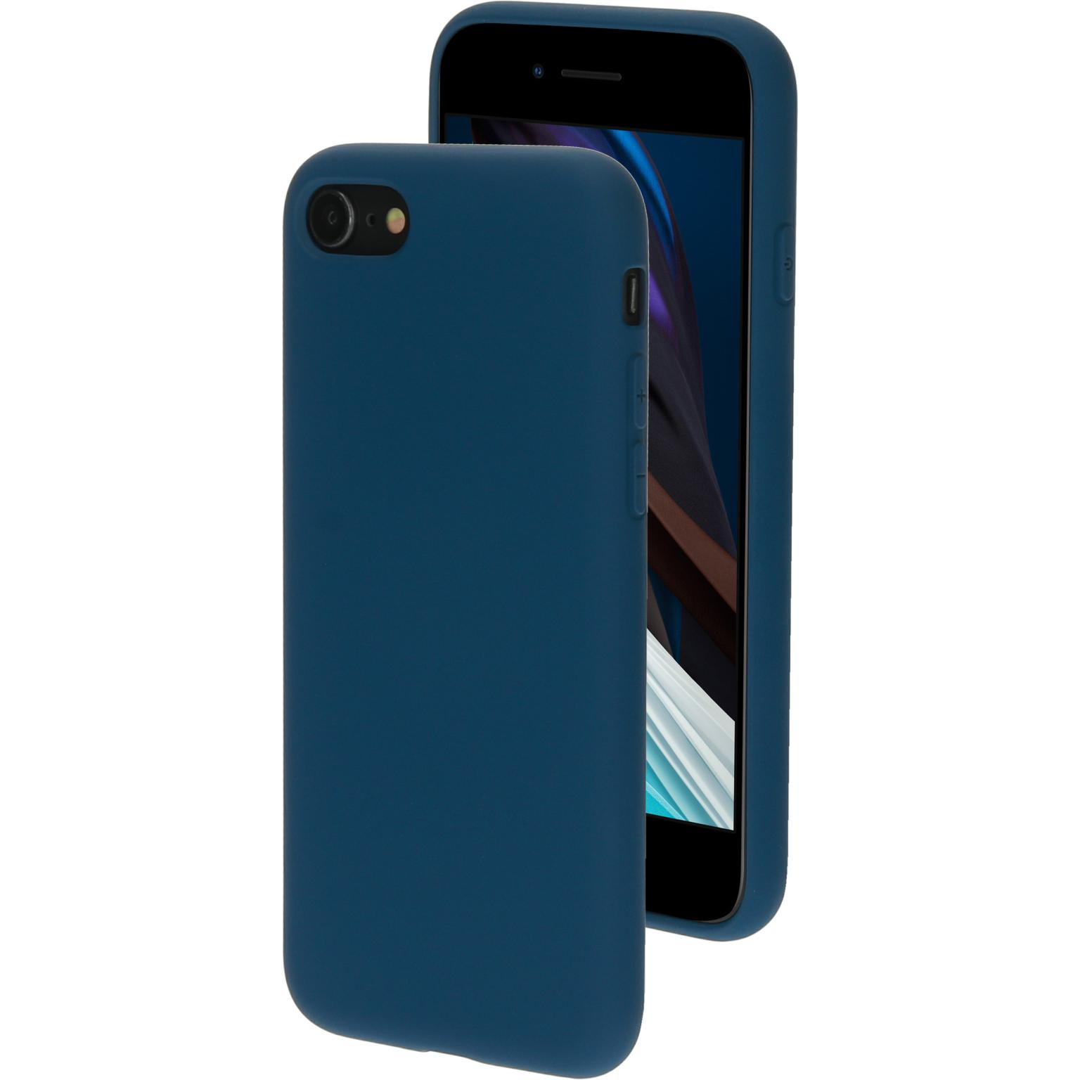 Twee telefoons in blauwe hoesjes. De telefoon rechts is zichtbaar.