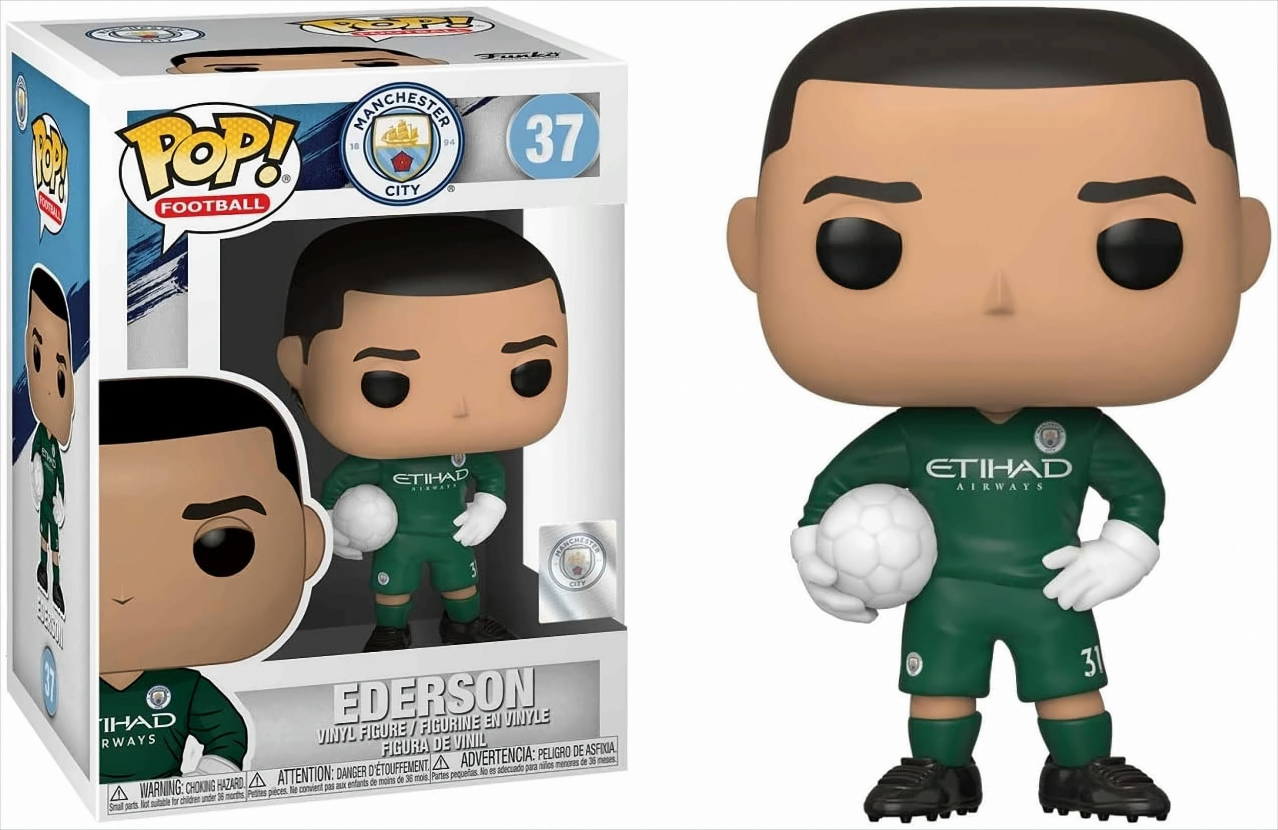 Funko Pop Figur eines Fußballtorwarts. Die Figur ist in einer Box und steht.