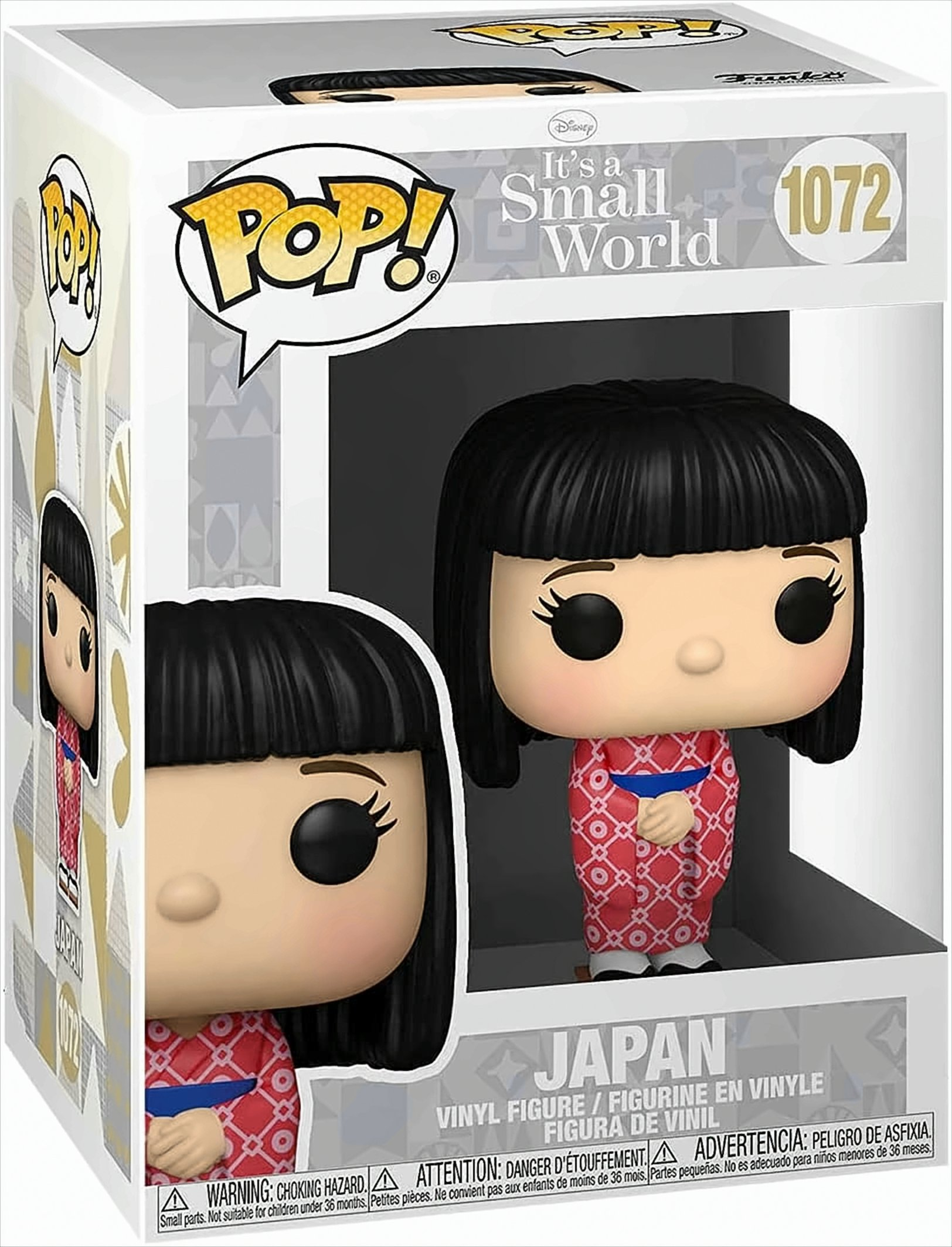 Funko Pop! Figur einer Japanerin in traditioneller Kleidung, in einer Box mit der Aufschrift „Japan“.
