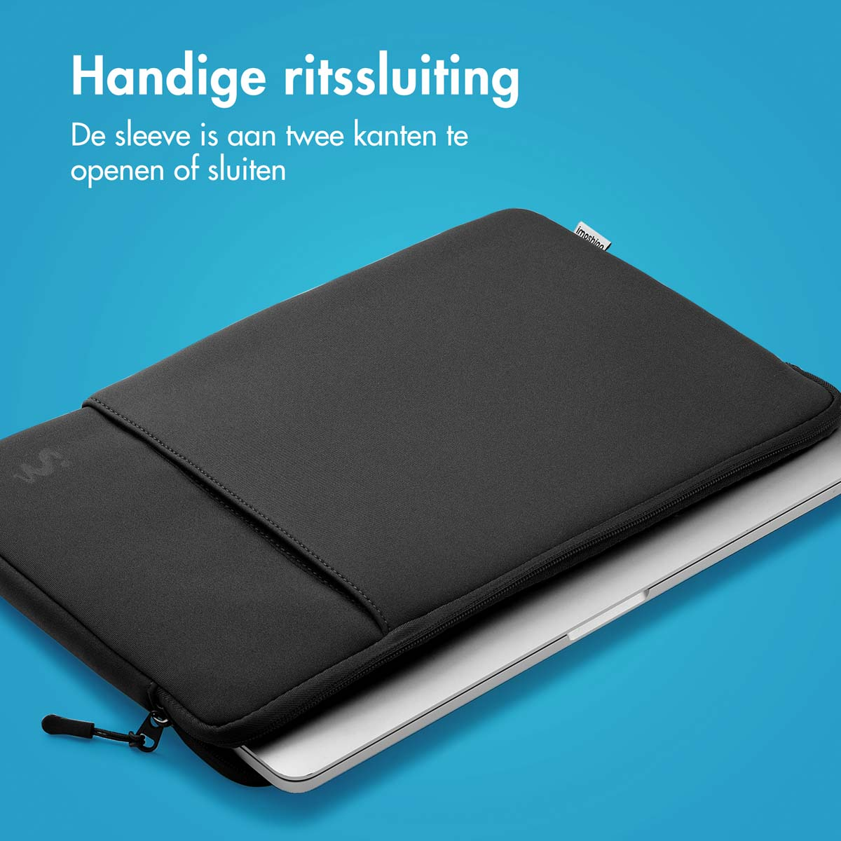 IMOSHION Laptop Hoes met vak - Laptop Sleeve 16.2 in Black
