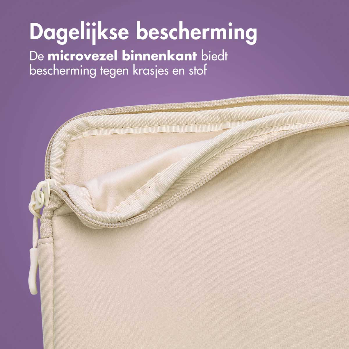 IMOSHION Laptop Hoes met vak - Laptop Sleeve 13.6 in Beige