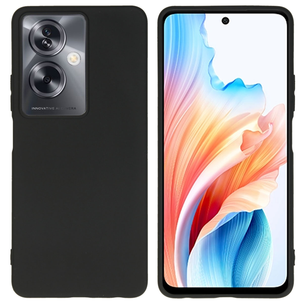 Smartphone noir avec configuration à double caméra sur fond blanc.