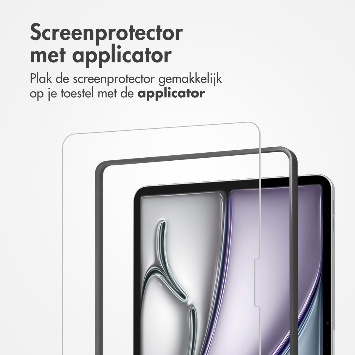 Screen protector with applicator over a tablet screen.
