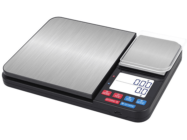 INF Digitale Küchenwaage mit Doppelwiegeplatten 10 kg/1g und 500g/0,01g ...