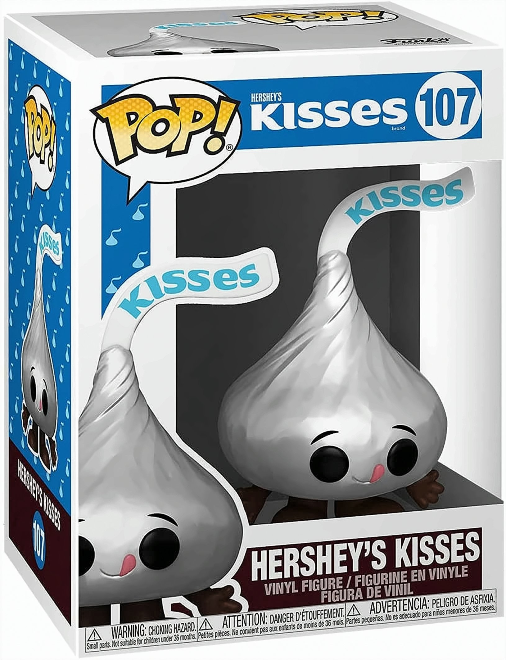 Zwei Hershey's Kisses Figuren in einer Box. Eine mit Sprechblase. Weißer Hintergrund.