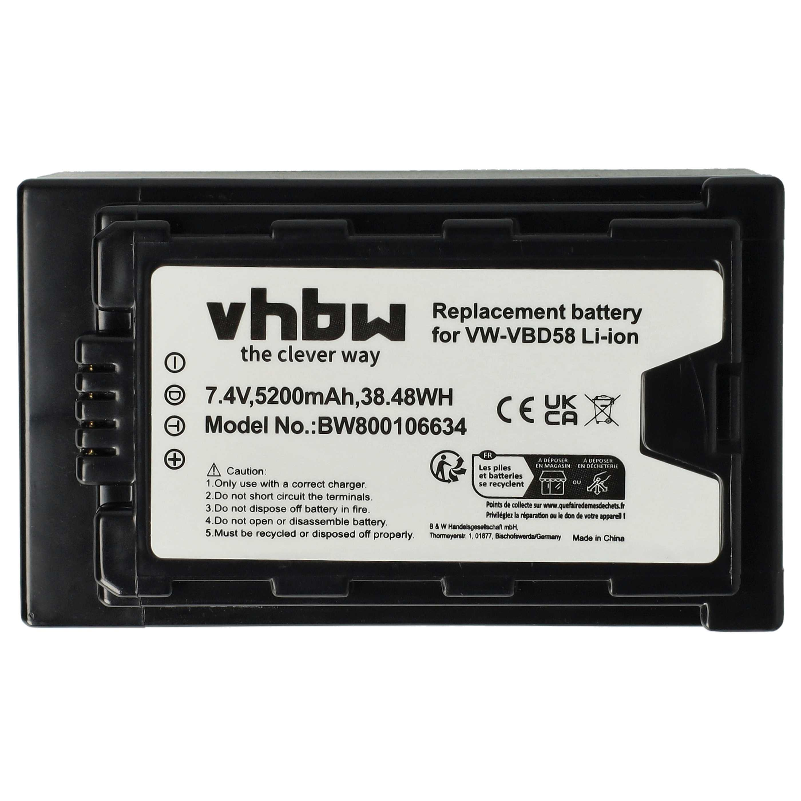 Schwarze Batterie mit weißem Etikett, Warnhinweisen und schwarzem Rahmen.