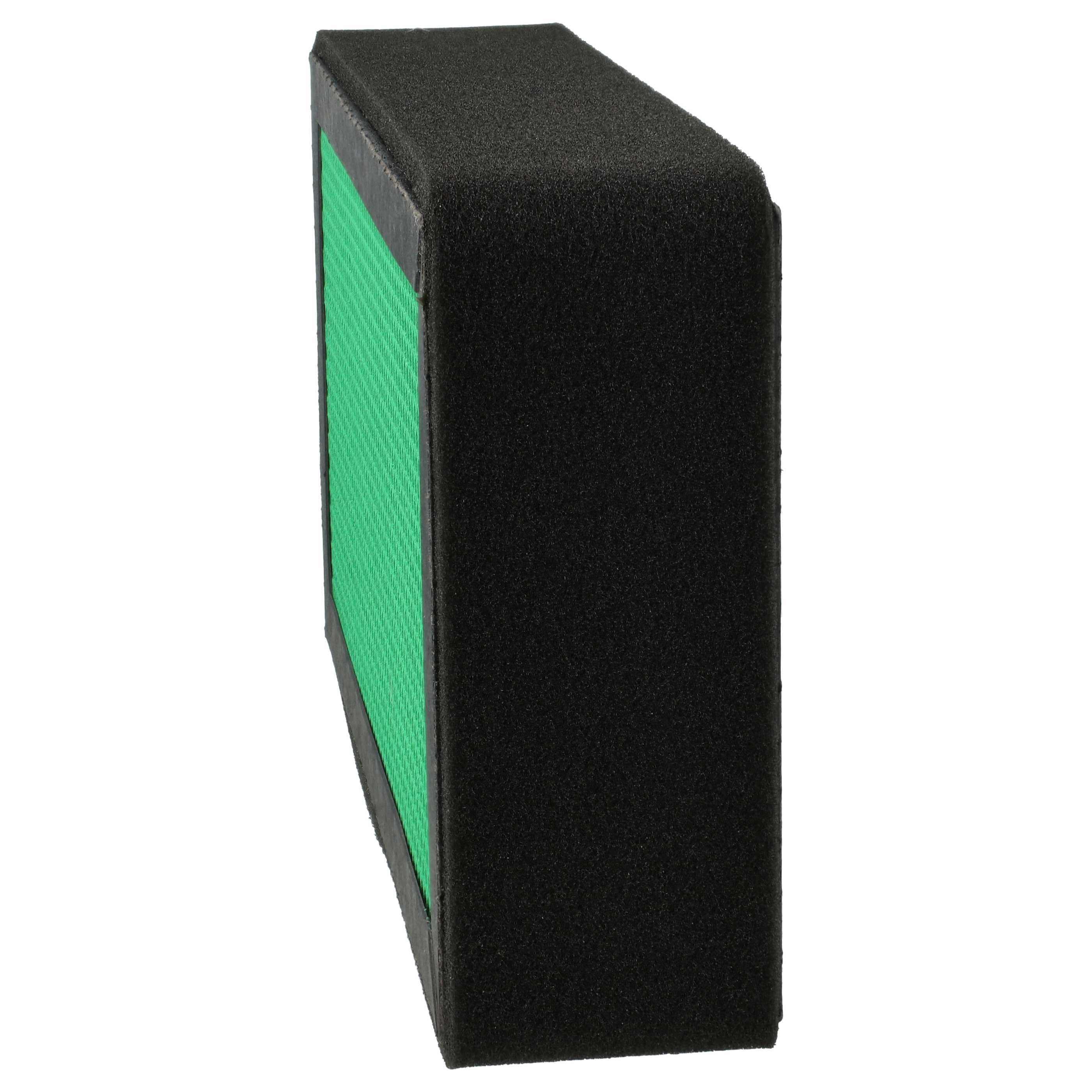Luftfilter mit schwarzem Rahmen und grünem Filter innen.