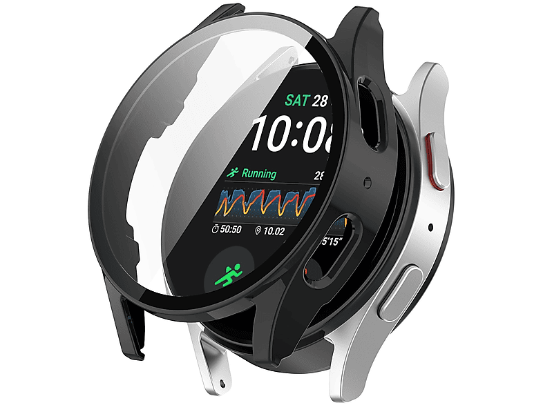 WIGENTO Kunststoff Design Hülle + H9 Hart Glas Watch Schutz Hülle (für Samsung Galaxy Watch 7 44mm)