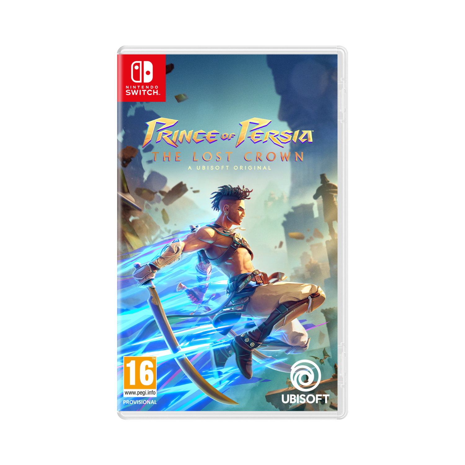 Nintendo Switch gamebox. De game is Prince of Persia: The Lost Crown. Een witte achtergrond.