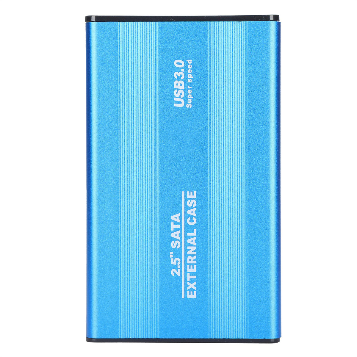 Blaue externe Festplatte mit der Aufschrift '2.5'' SATA EXTERNAL CASE'.