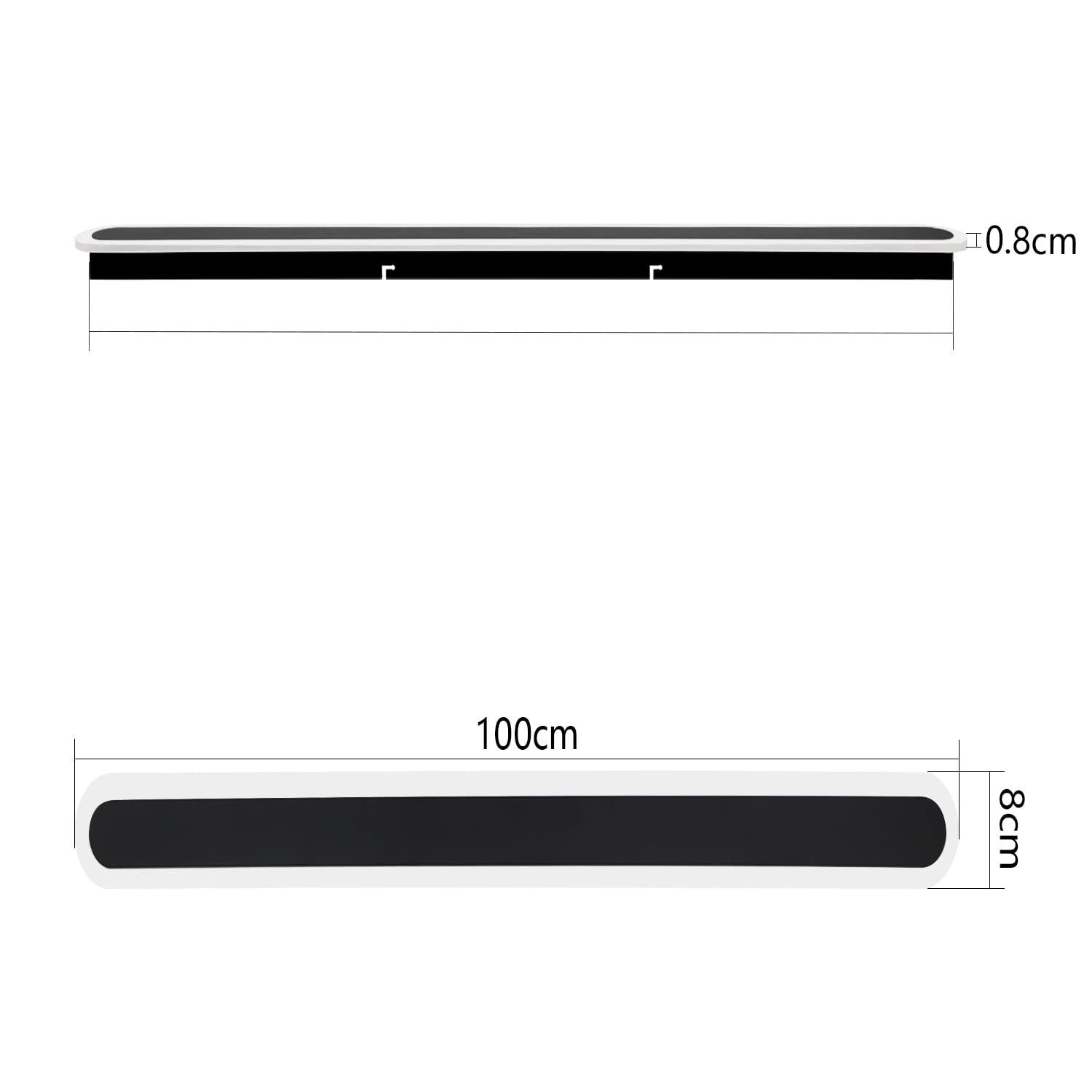Diagram przedstawiający wymiary czarno-białego paska z wymiarami w centymetrach.