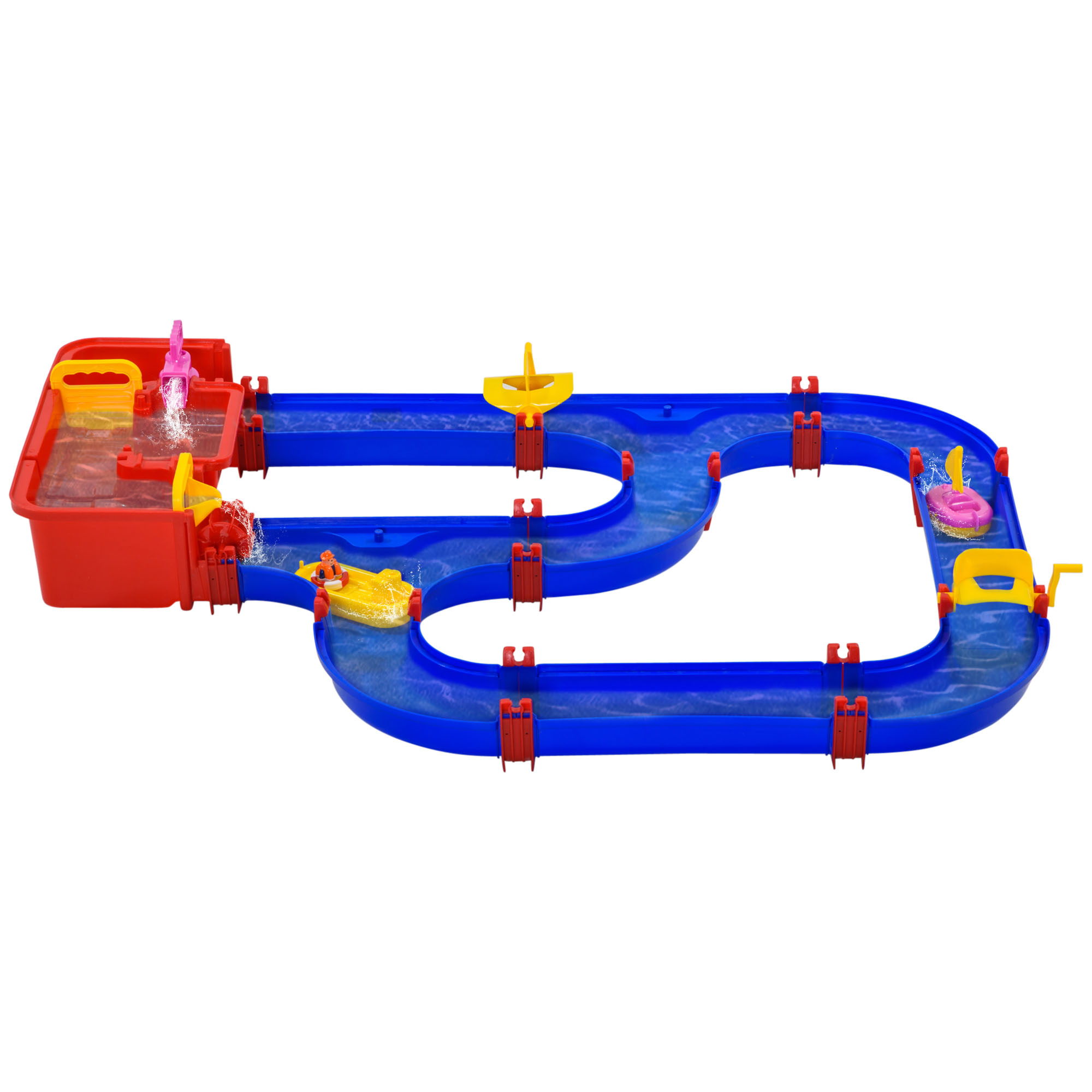 Un set di giochi d'acqua con barche e giochi d'acqua.