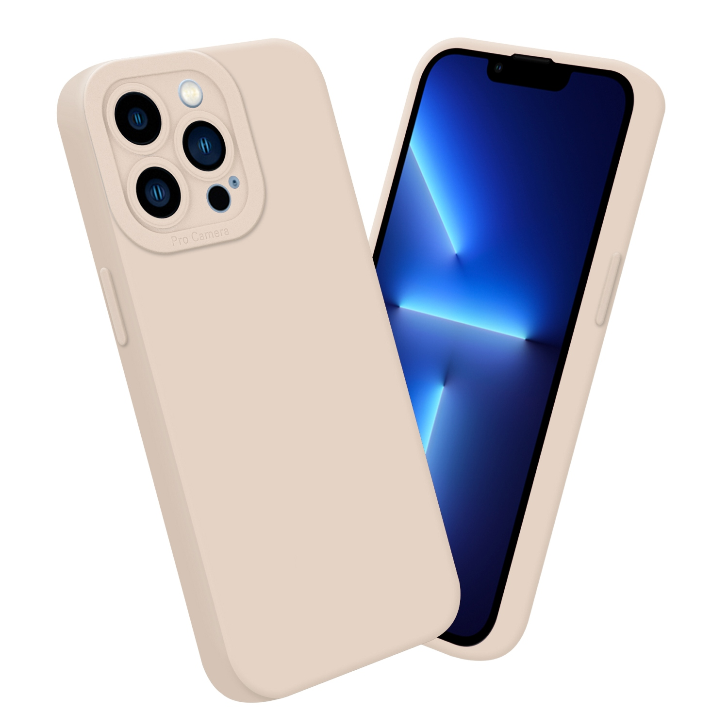 Due custodie per telefono. Una beige e l'altra è un telefono con schermo.