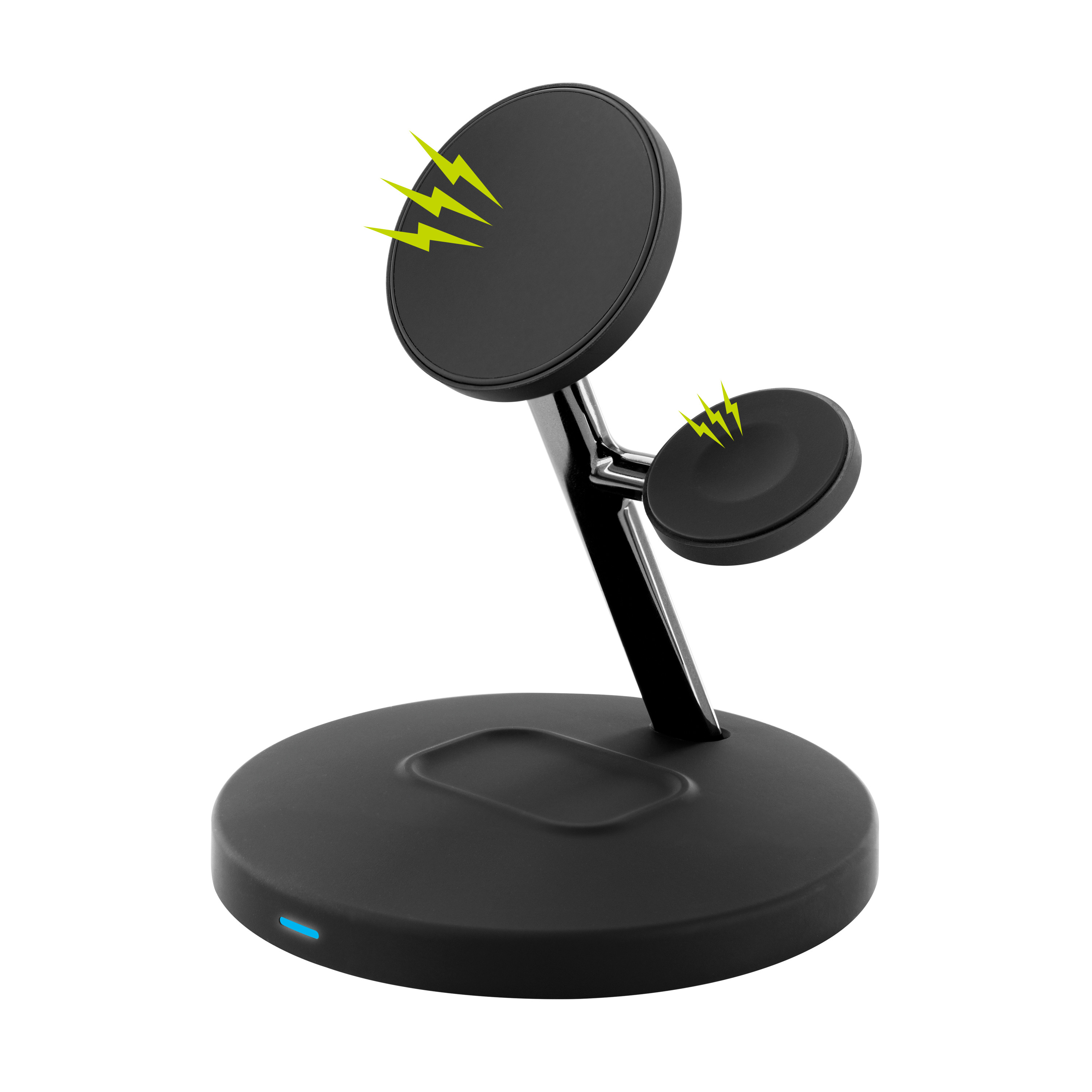 Soporte de carga negro con dos plataformas de carga.