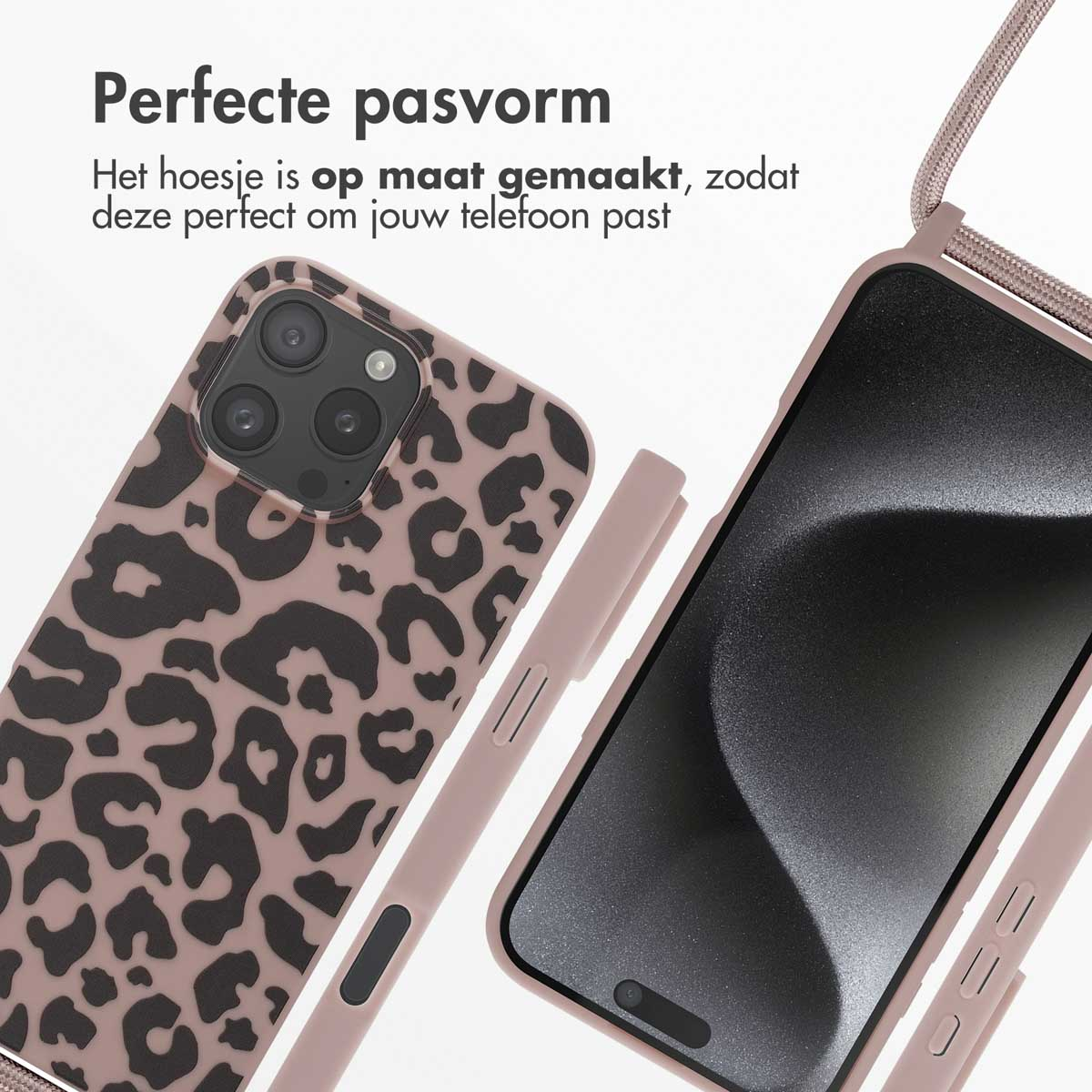 IMOSHION Siliconen design hoesje met koord - Geschikt voor Apple iPhone 16 Pro Max - Telefoonhoesje voor Apple iPhone 16 Pro Max Meerkleurig