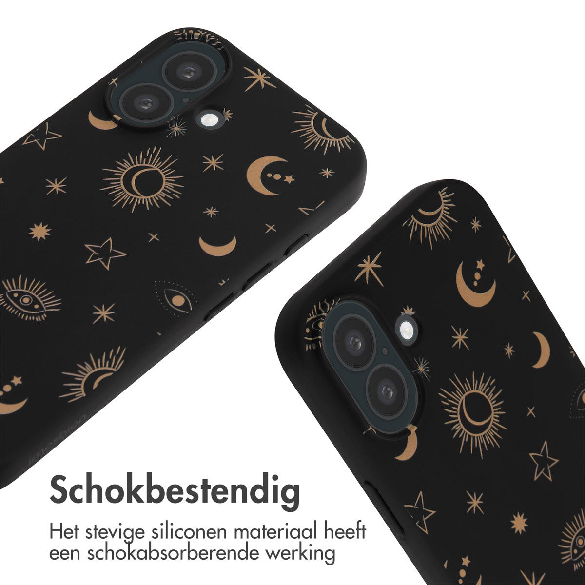 IMOSHION Siliconen design hoesje met koord geschikt voor Apple iPhone 16 Telefoonhoesje voor Apple iPhone 16 Meerkleurig