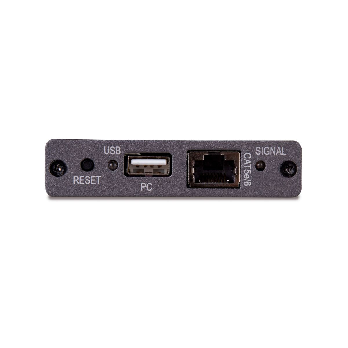 Graues, rechteckiges Gerät mit USB-, Ethernet- und Reset-Anschlüssen, beschriftet.