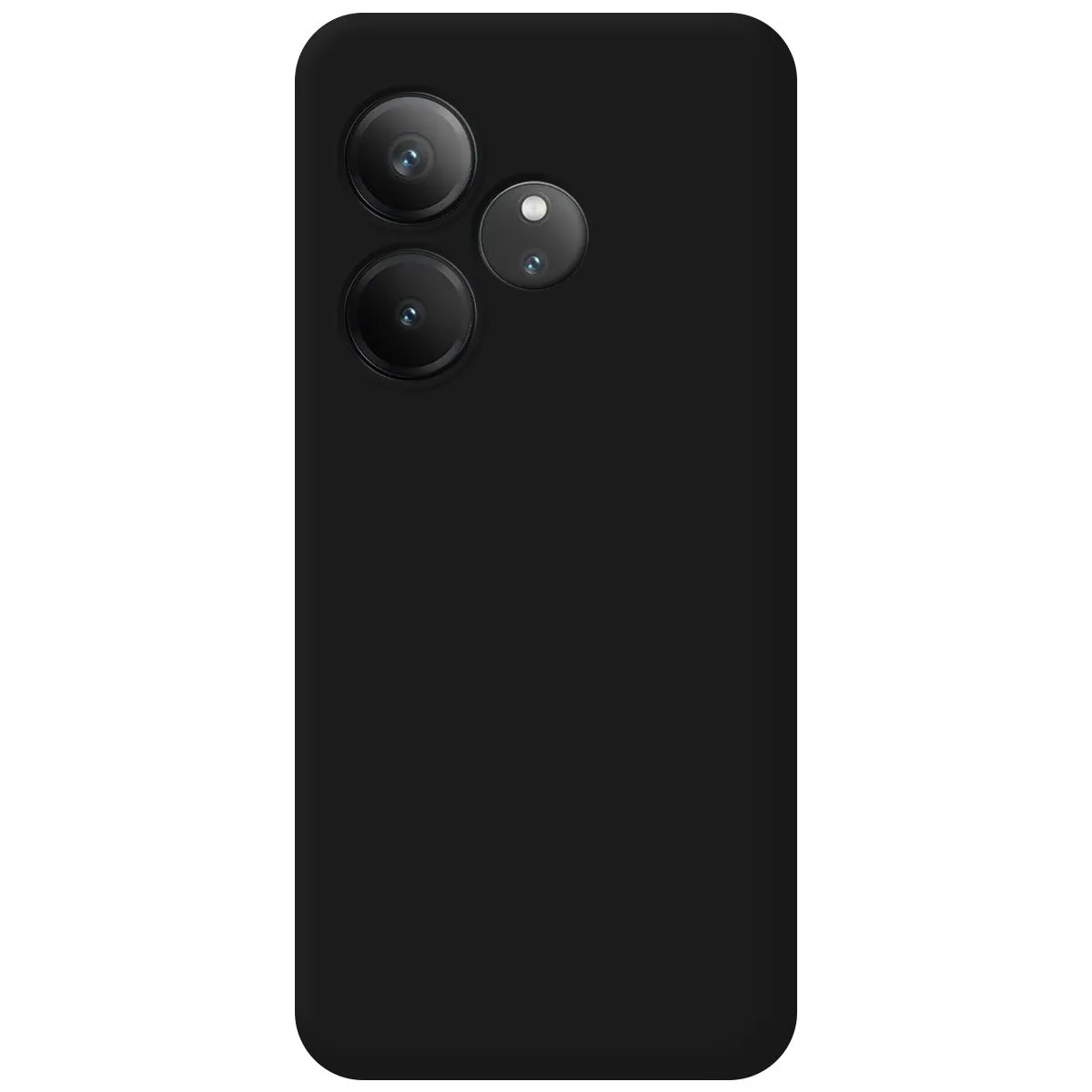 Custodia per telefono nera con tre obiettivi della fotocamera.