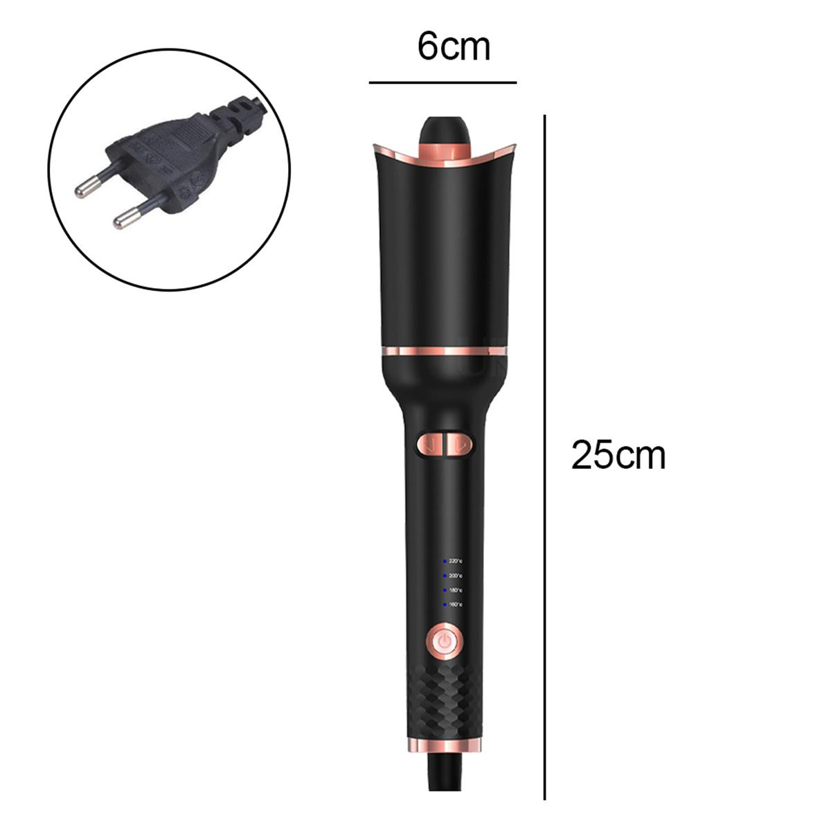 Schwarzer Lockenstab mit den Maßen: 6cm breit und 25cm lang.