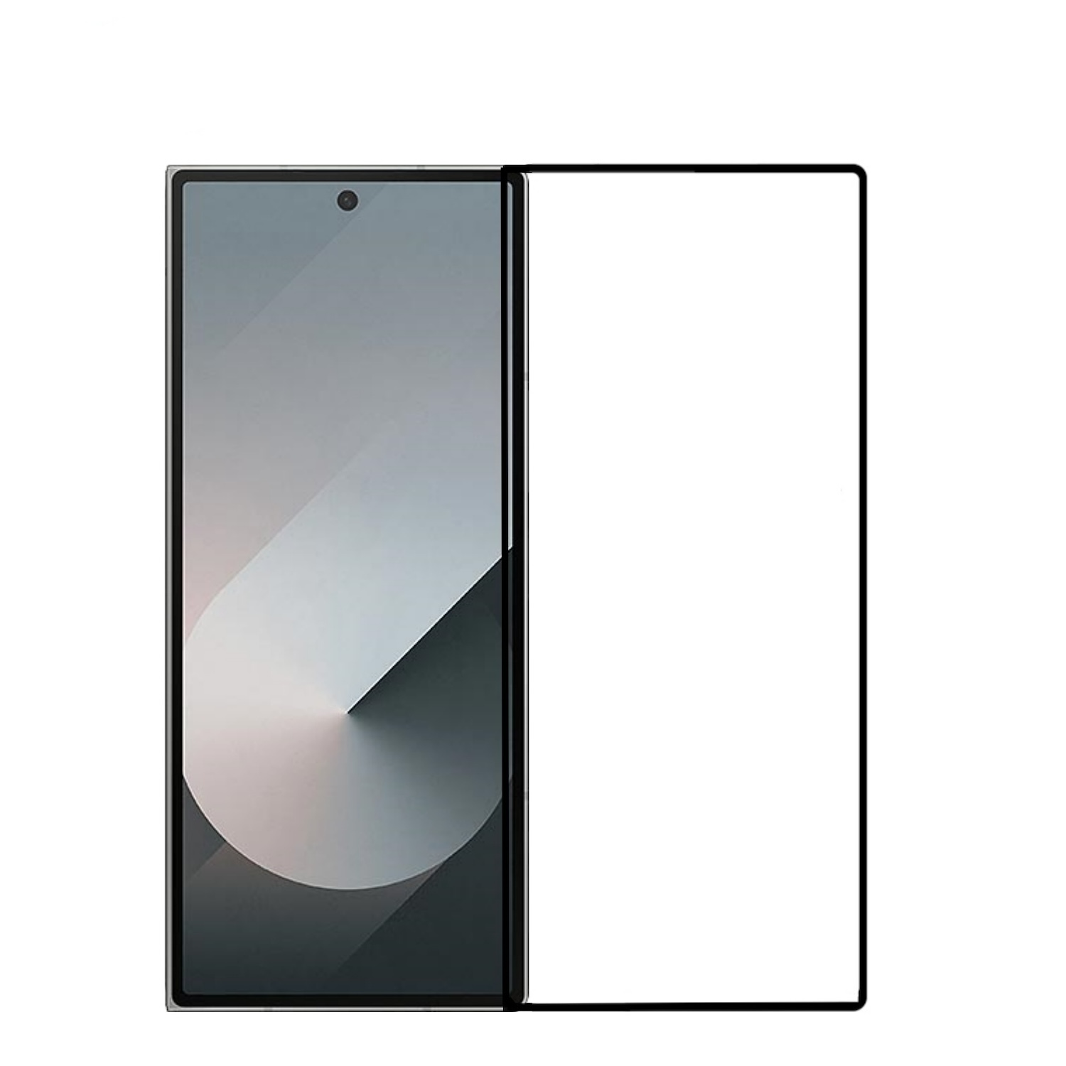 Smartphone-Displayschutzfolie. Hat einen dunklen Rand und einen klaren Bereich zum Schutz.