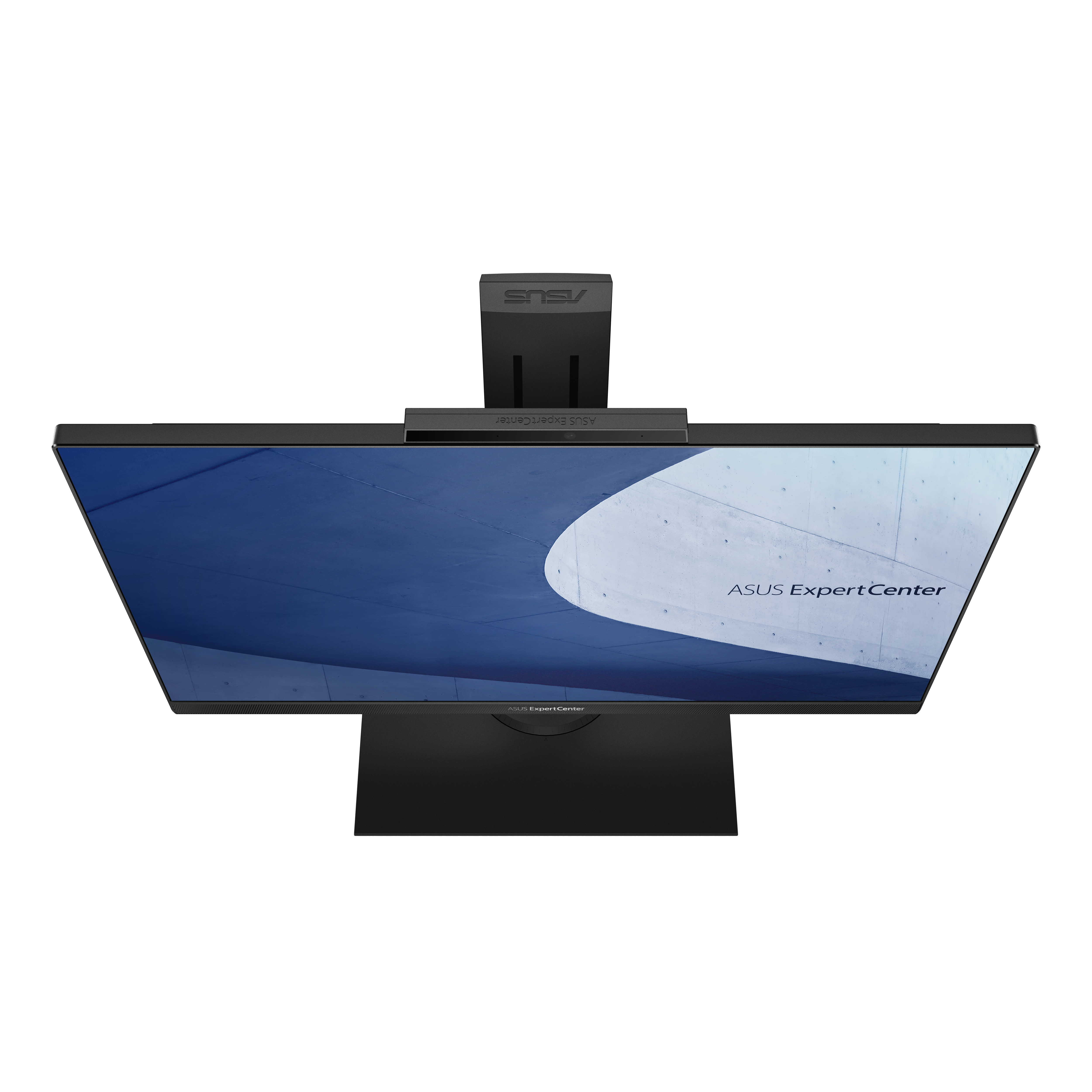 Monitor per computer nero dall'alto, con marchio Asus Expert Center.