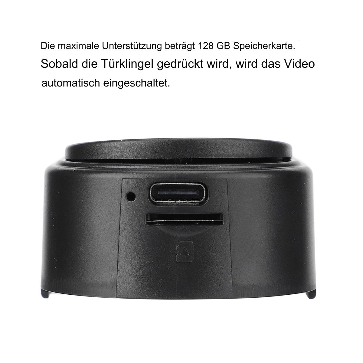 Schwarzes Gerät mit USB-Anschluss und SD-Kartensteckplatz. Text auf Deutsch. Das Gerät ist ein kleiner Zylinder.