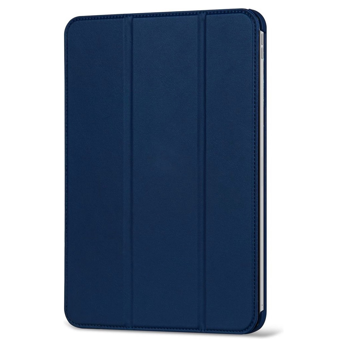 Closed blue tablet case, showing the exterior with a minimalist design.