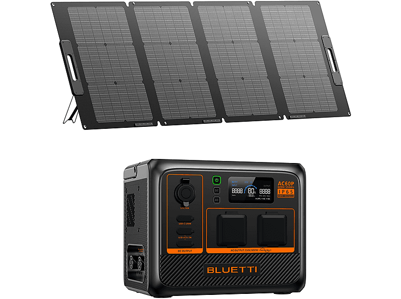 Estación de energía - BLUETTI AC60P con PV120S,Actualización AC60