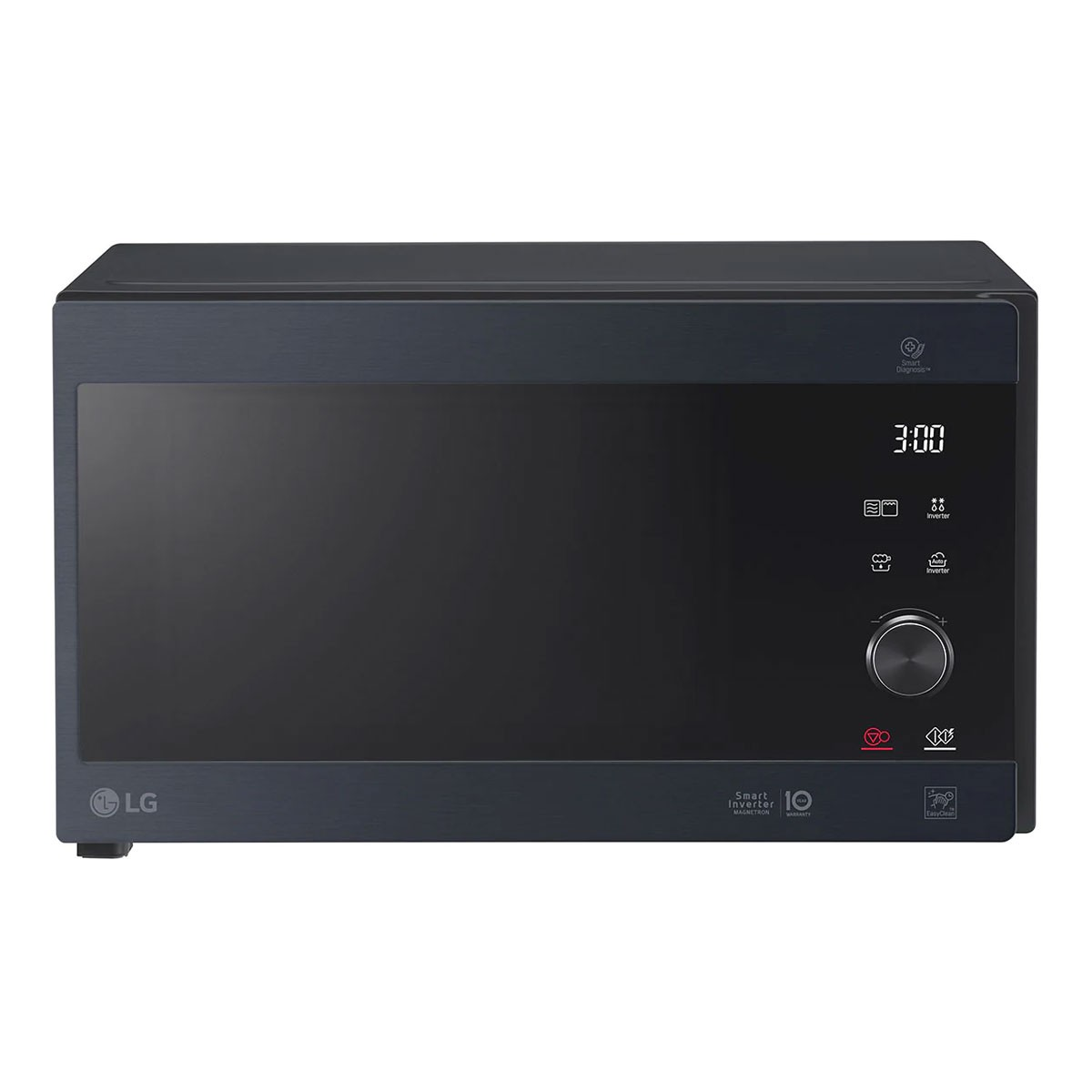 Zwarte magnetron met digitaal display met 3:00.