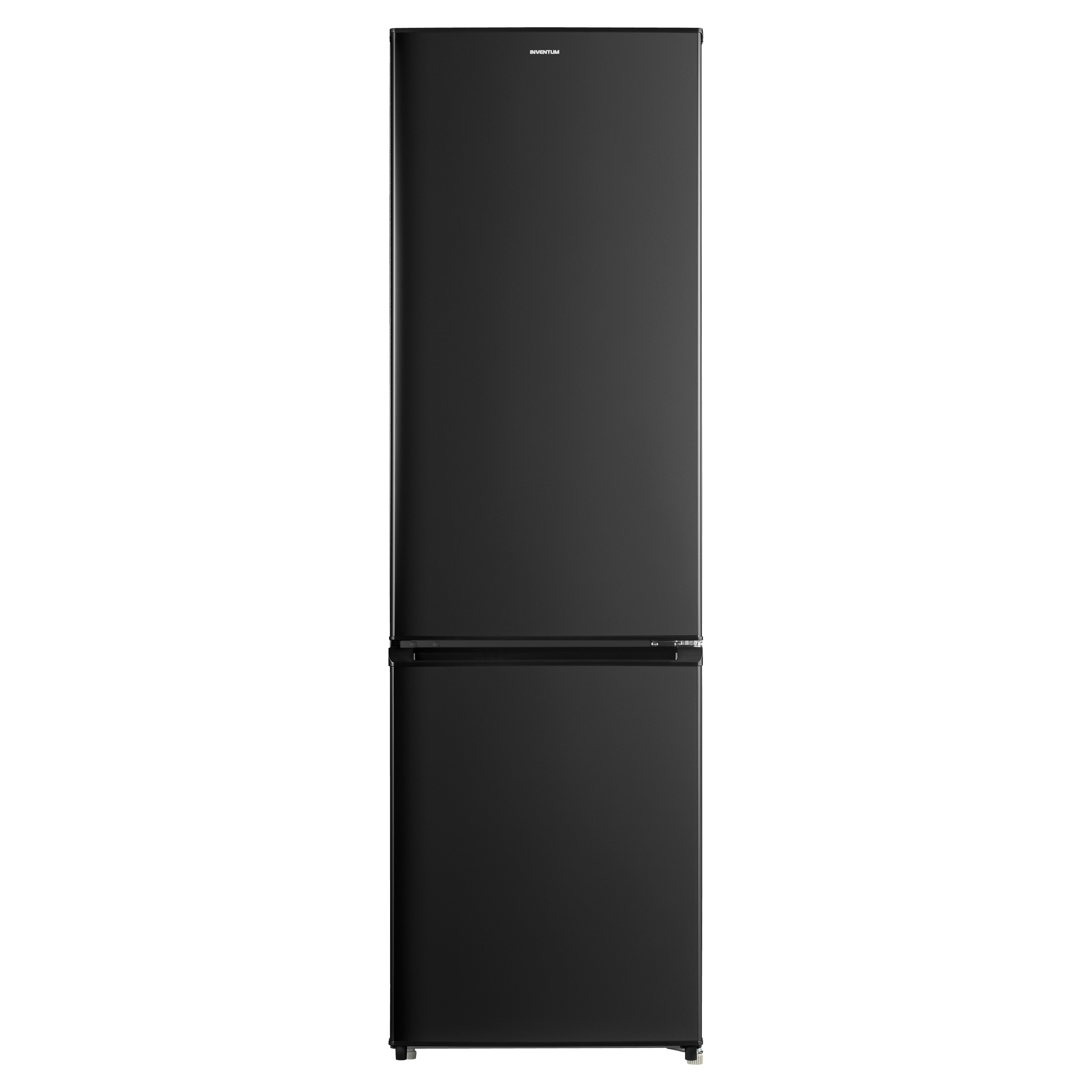Black refrigerator with two doors.