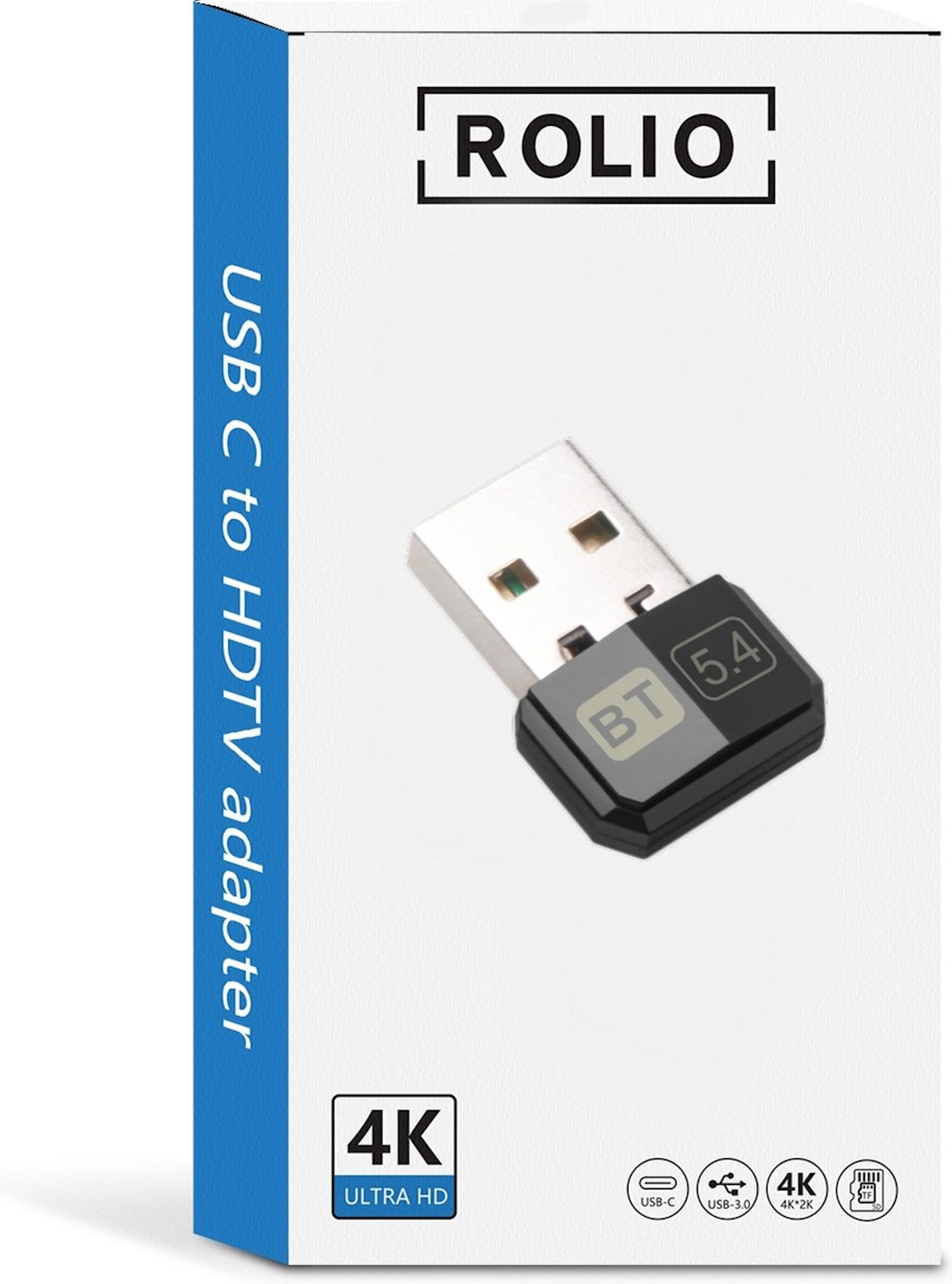 Adaptateur USB-C vers HDTV dans une boîte blanche. Adaptateur noir et argent.