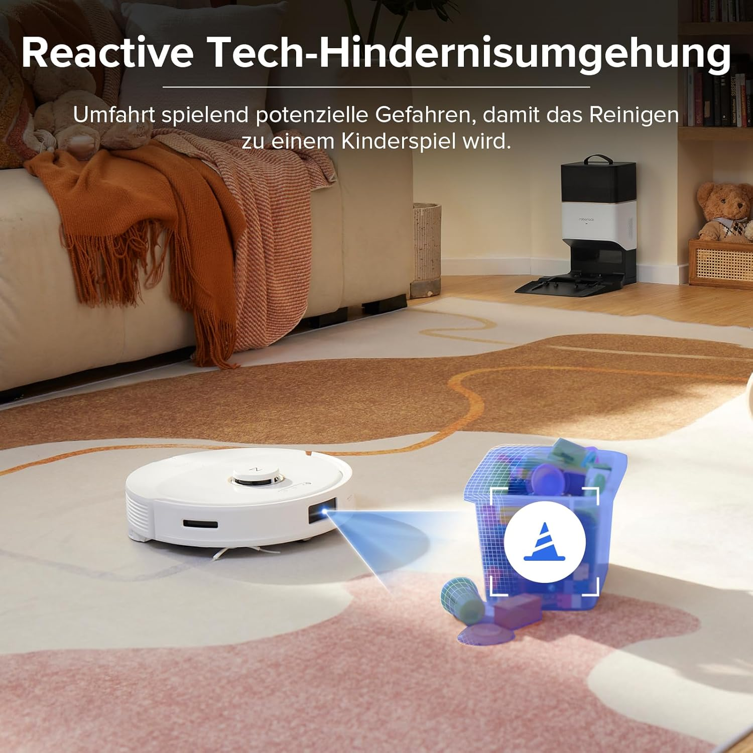 Robot sprzątający. Wizualizacja kosza na śmieci w celu omijania przeszkód.