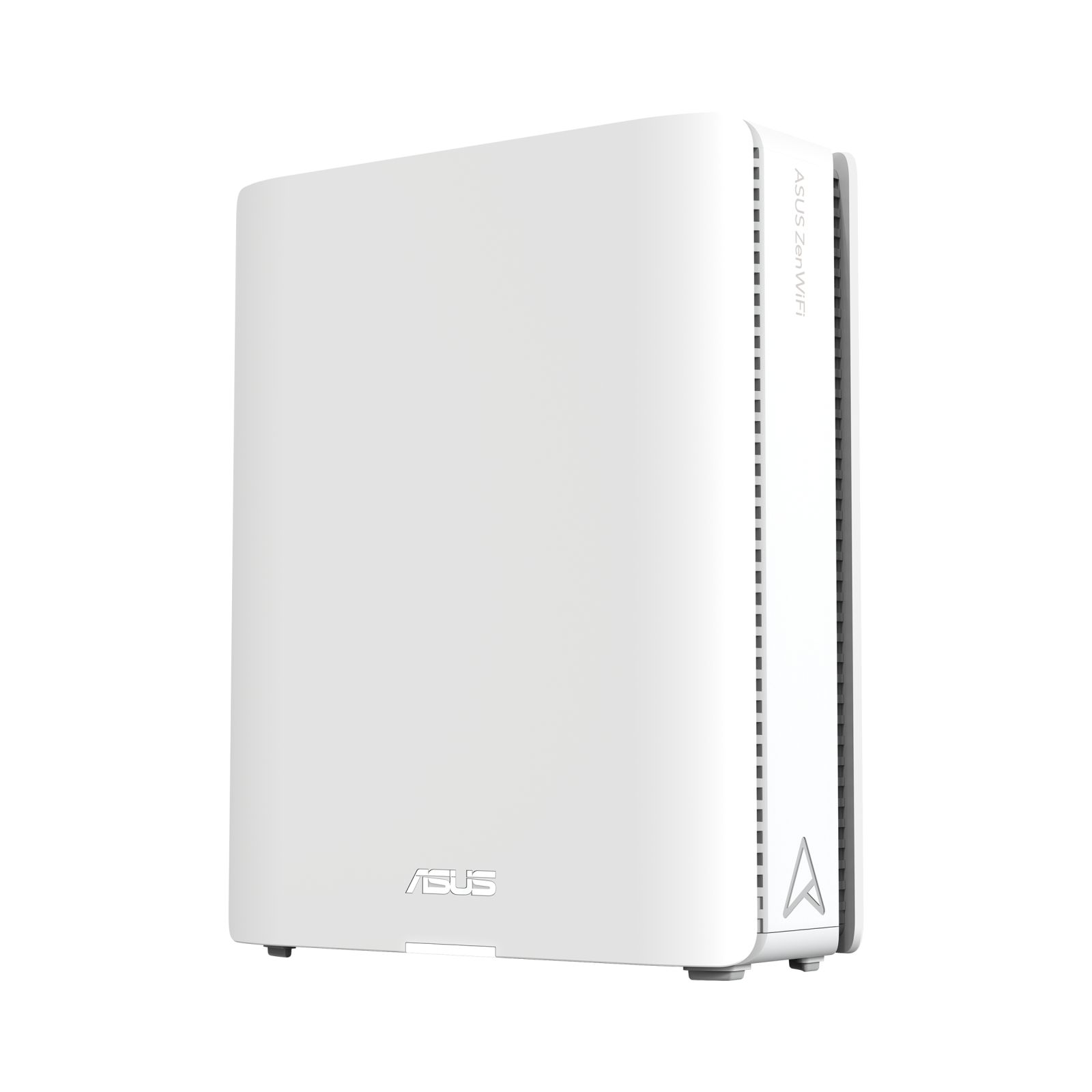Weißer Router mit ASUS-Logo und einem schlanken Design auf weißem Grund.