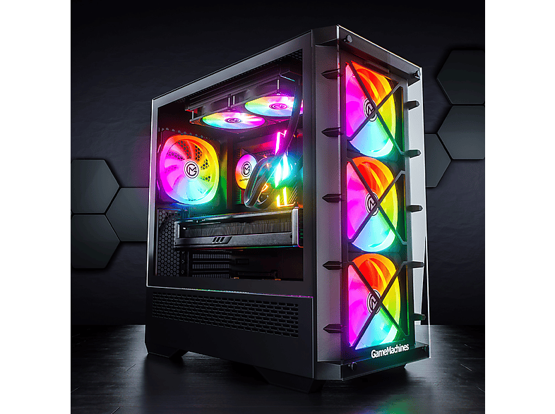 GAMEMACHINES Storm, Wasserkühlung, ASUS ROG STRIX Mainboard, Gaming PC mit AMD Ryzen™ 7 5700X Prozessor, 32 GB RAM, 1000 GB SSD, NVIDIA GeForce RTX™ 5060 Ti, Windows 11 Pro