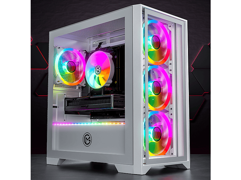 GAMEMACHINES Trinity Snow Edition, RGB Kühler, Gaming PC mit AMD Ryzen™ 7 5700X Prozessor, 16 GB RAM, 1000 GB SSD, AMD Radeon™ RX 9070, Windows 11 Pro