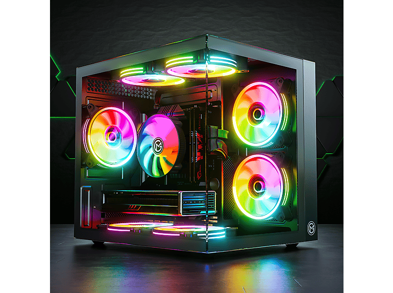 GAMEMACHINES HyperCube Snow Edition, RGb Kühler, AMD Ryzen 7 5700X, Gaming PC mit AMD Ryzen™ 7 5700X Prozessor, 32 GB RAM, 1000 GB SSD GeForce RTX™ 5060 Ti, Windows 11 Pro
