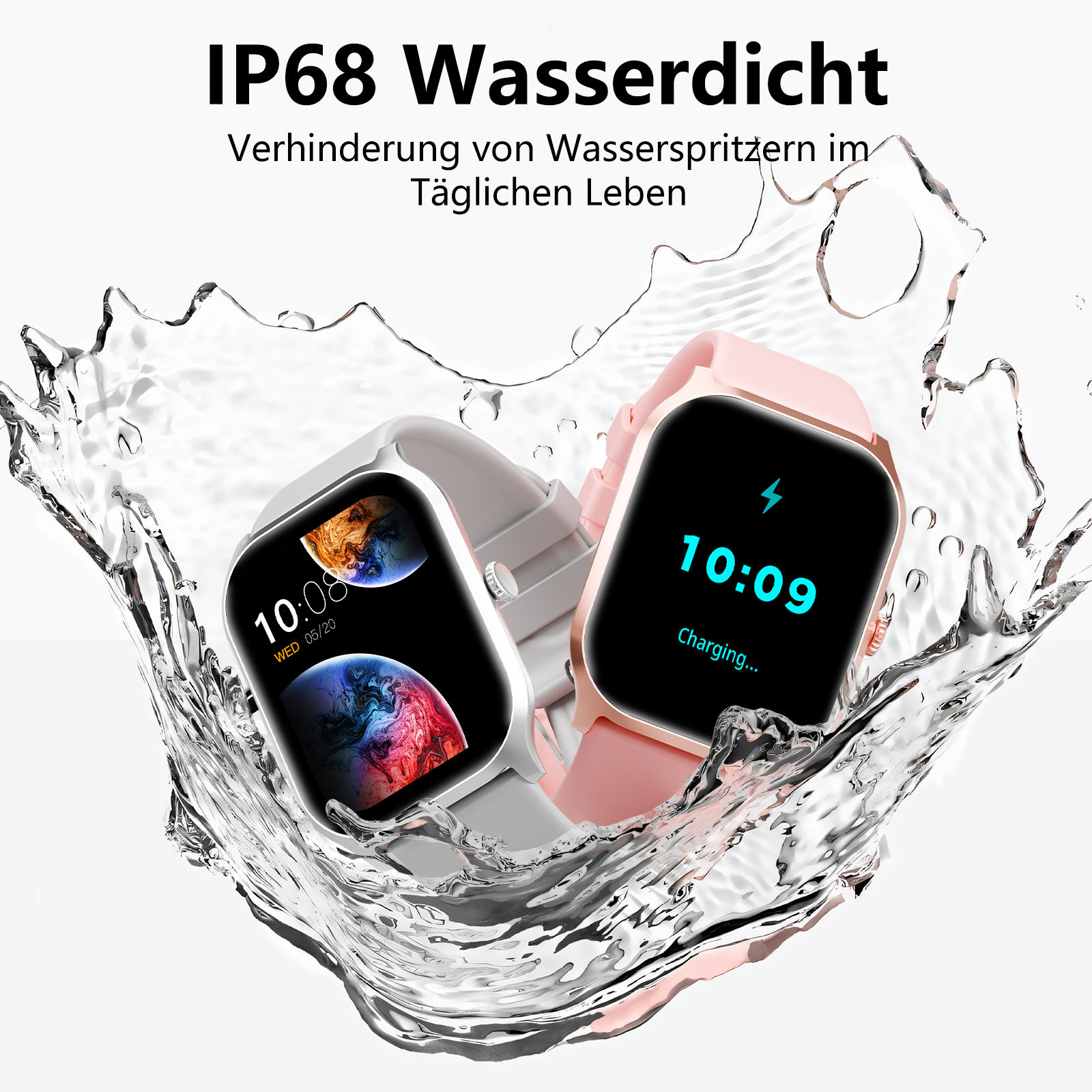 Ein schwarzer Mixerfuß mit einem Glaskrug mit grüner Flüssigkeit, platziert auf einer weißen Oberfläche.