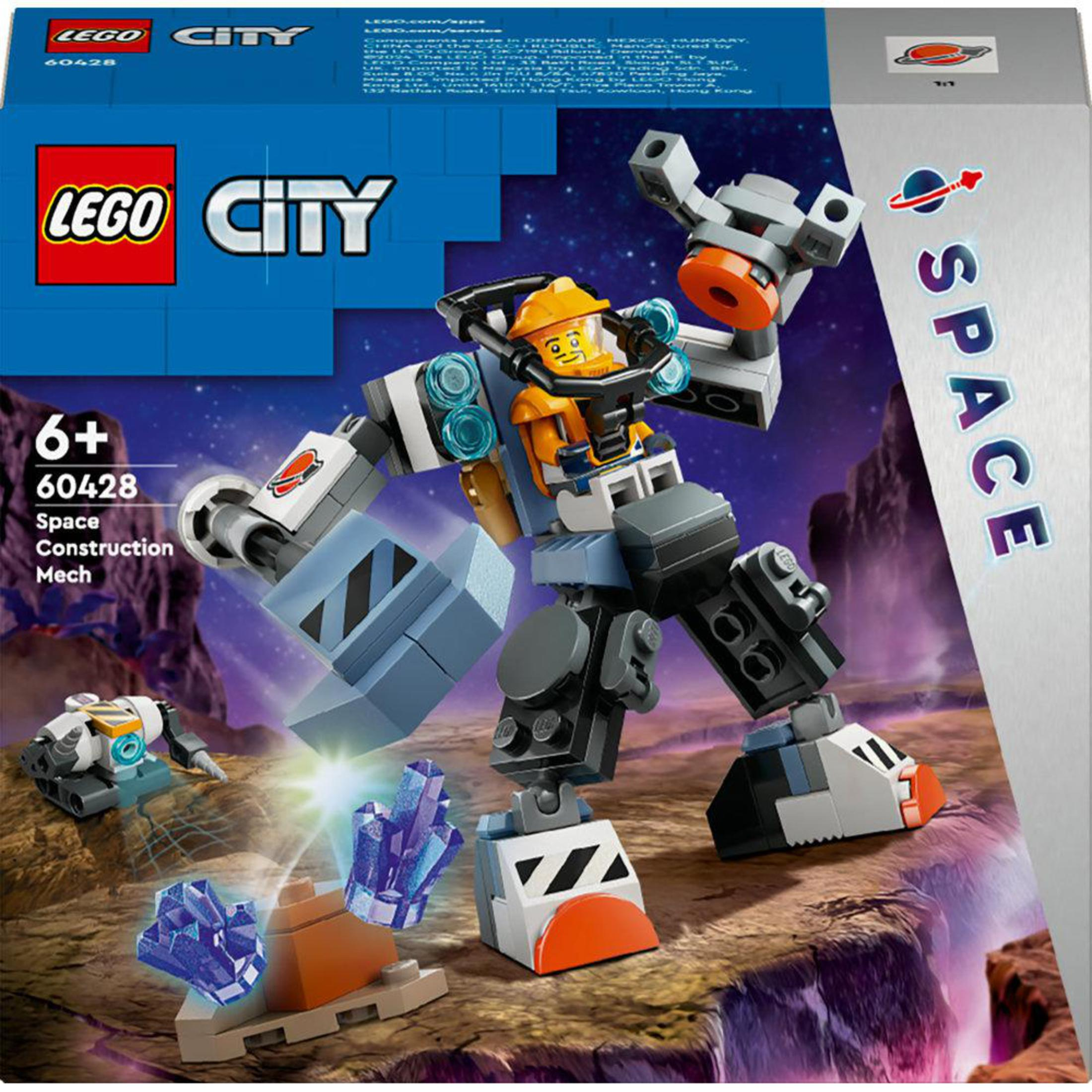 Bir figür ile Lego City Space Construction Mech seti.