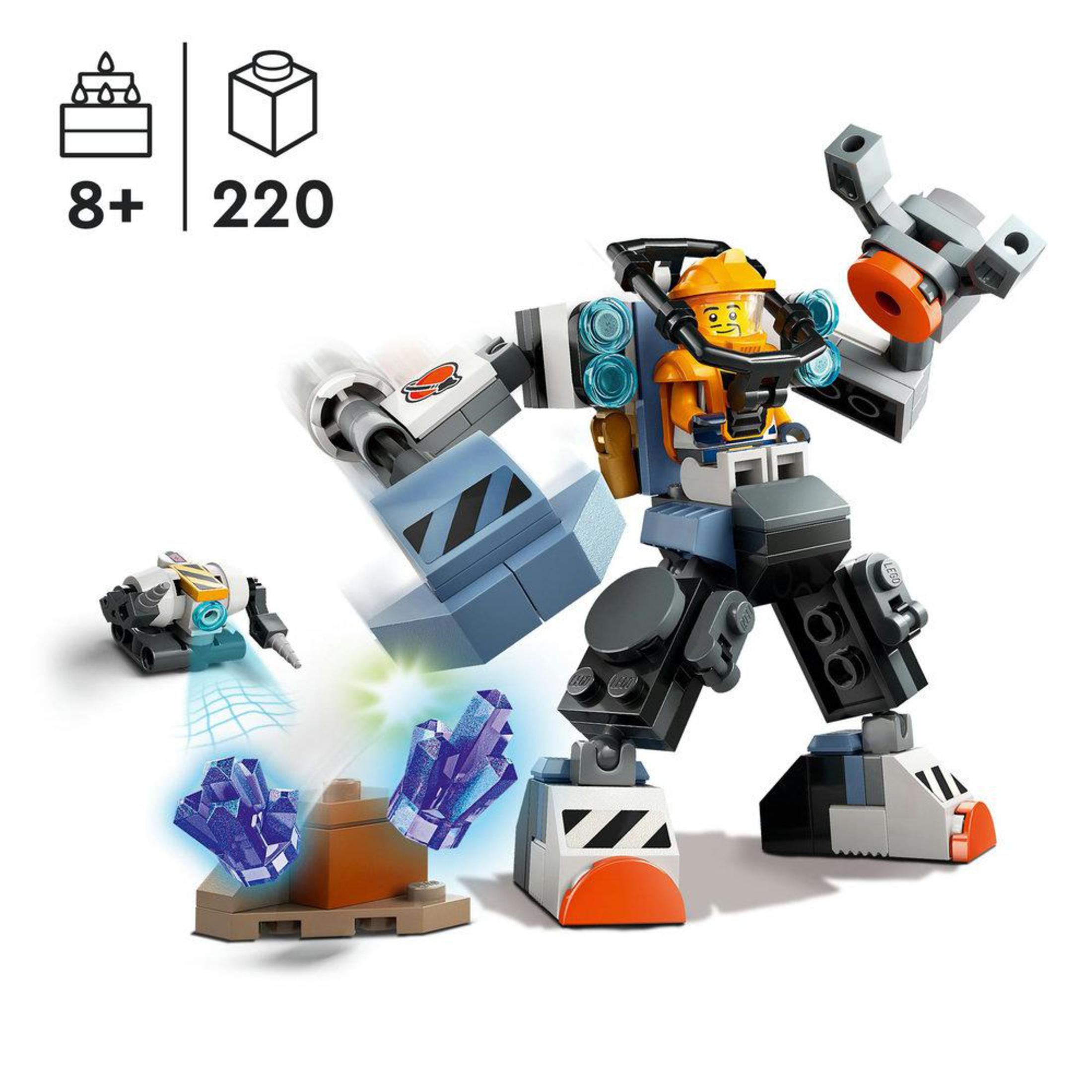 Lego seti: Bir madenci ve küçük bir araçla bir robot.