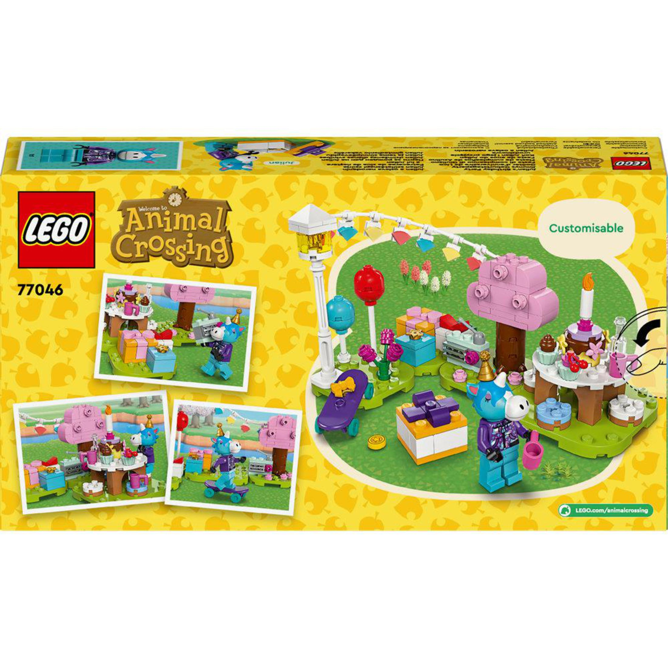 LEGO Animal Crossing set kutusu. Setin adını, karakterleri ve özelleştirilebilir bir sahneyi içerir.