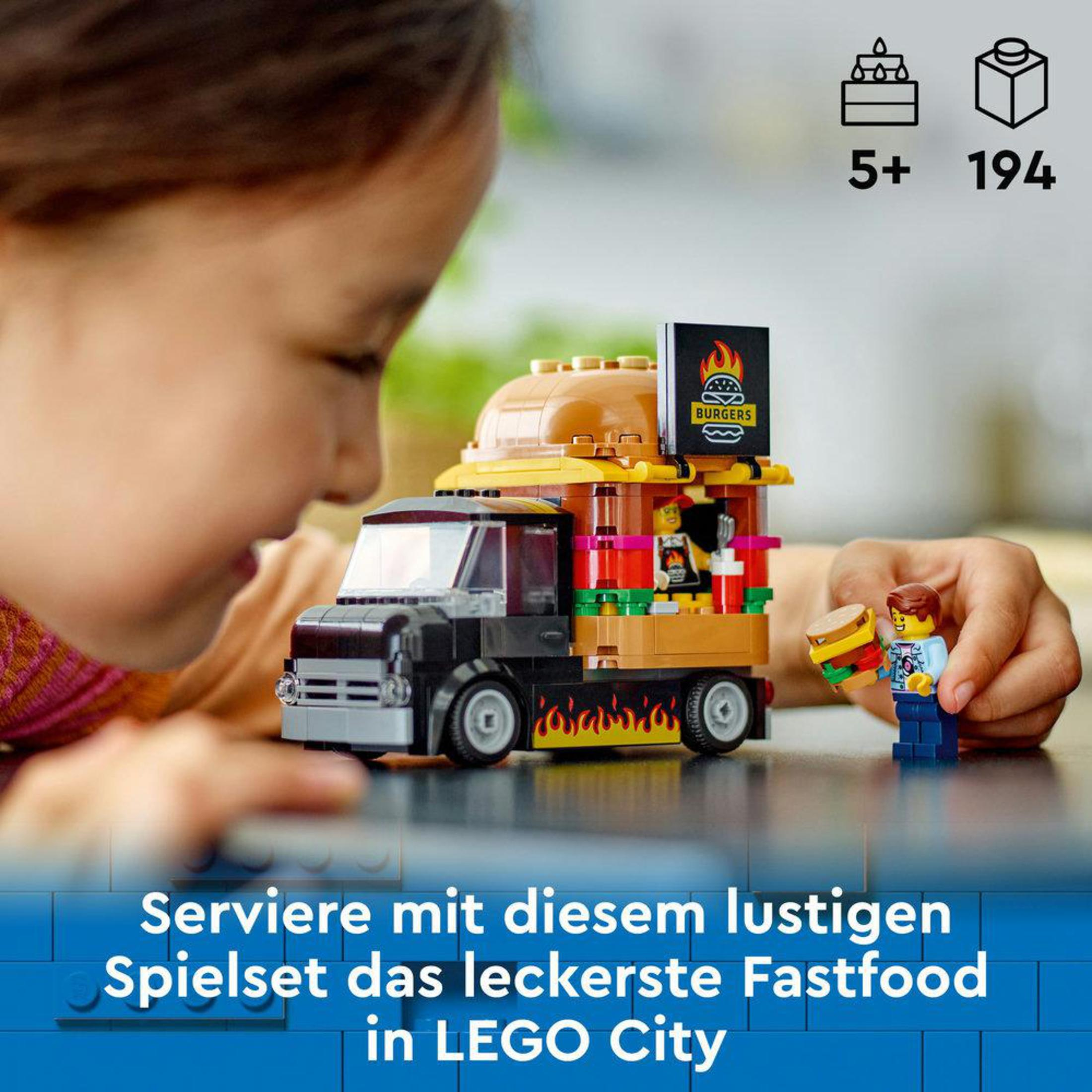 Set Lego City: Una niña mirando un camión de comida.