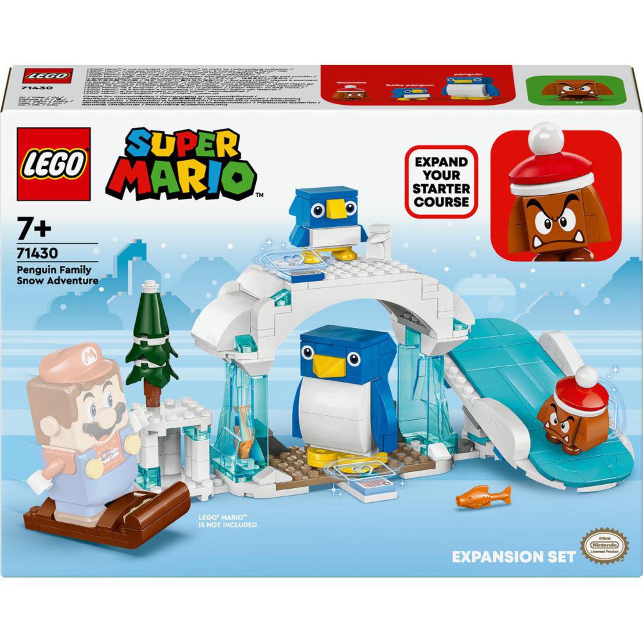 Set Lego Super Mario. El set presenta pingüinos, un entorno temático de nieve y personajes de Mario. Caja incluida.