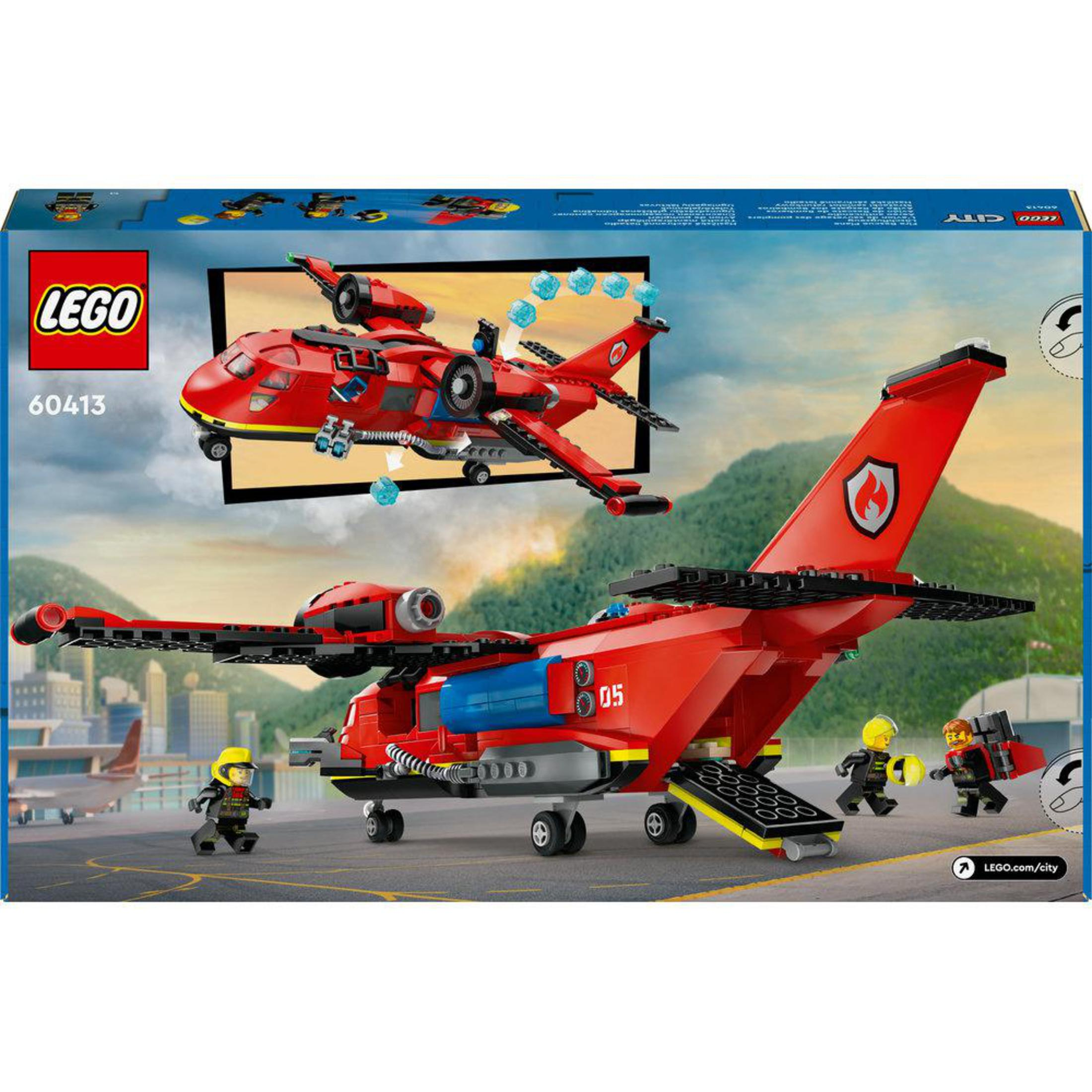 Caja de Lego de un avión rojo y blanco con el texto LEGO en la esquina superior izquierda.