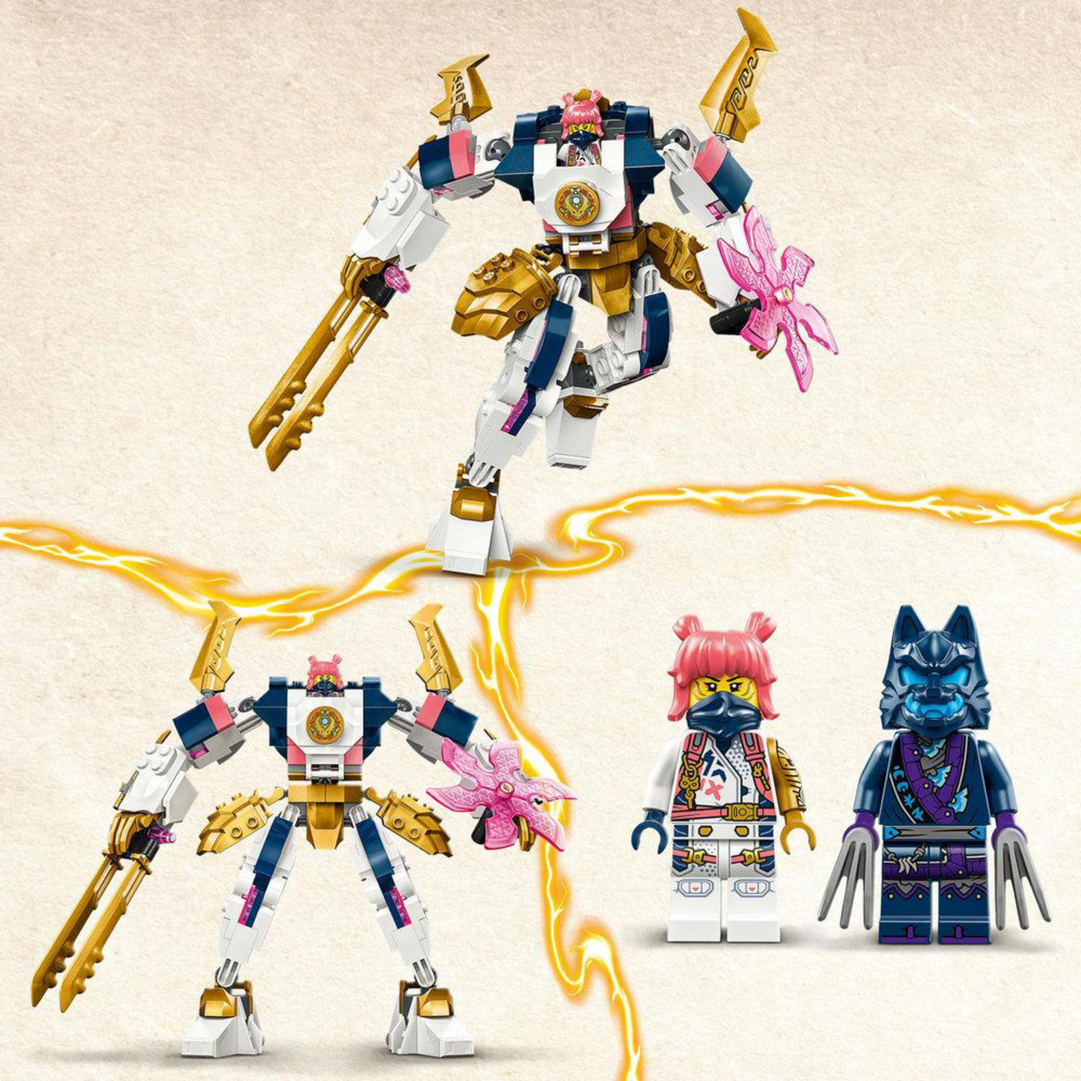 Lego Ninjago Set mit einem Mecha und zwei Minifiguren. Das Set befindet sich auf hellem Hintergrund.