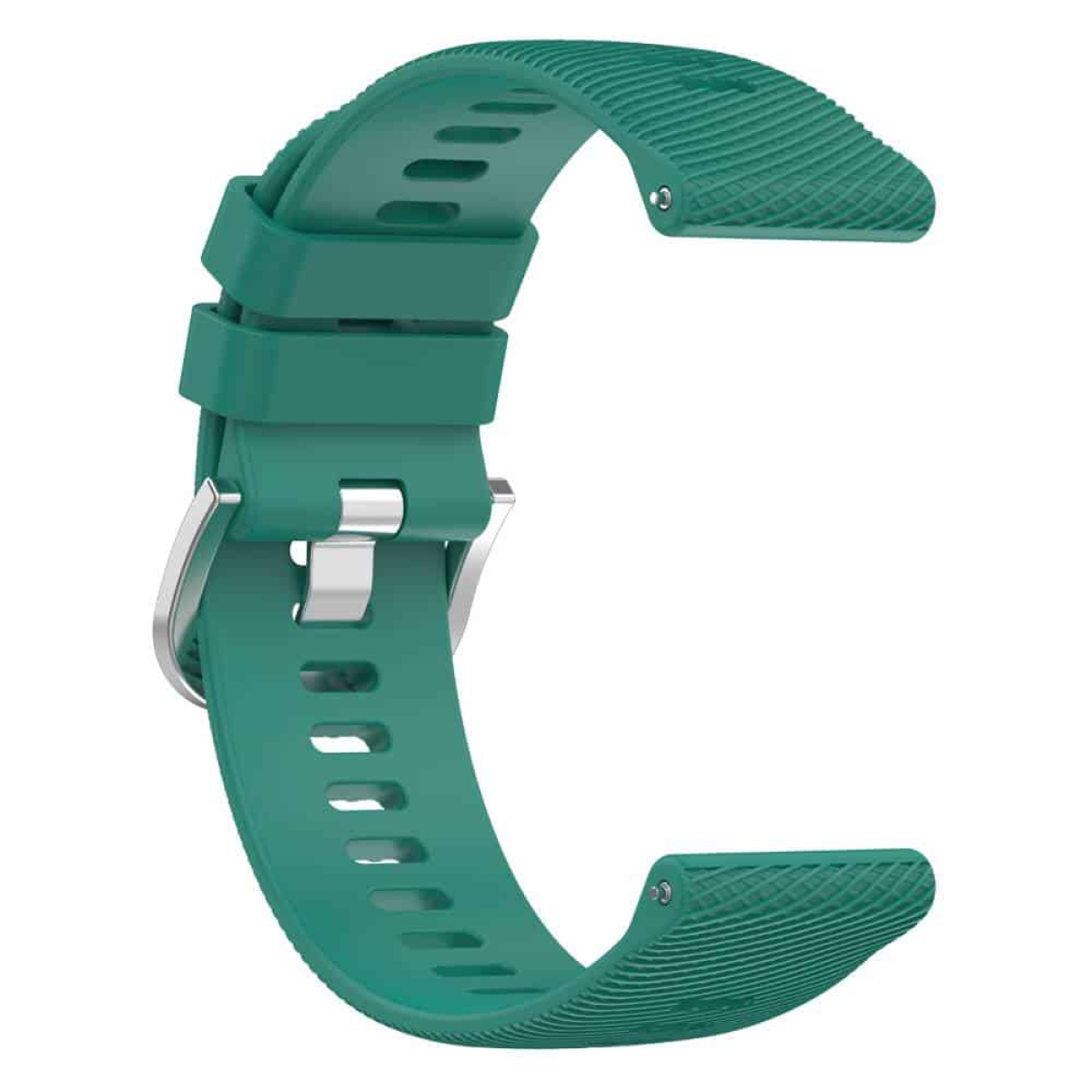 Ein grünes Uhrenarmband für eine Smartwatch mit silberner Schließe.