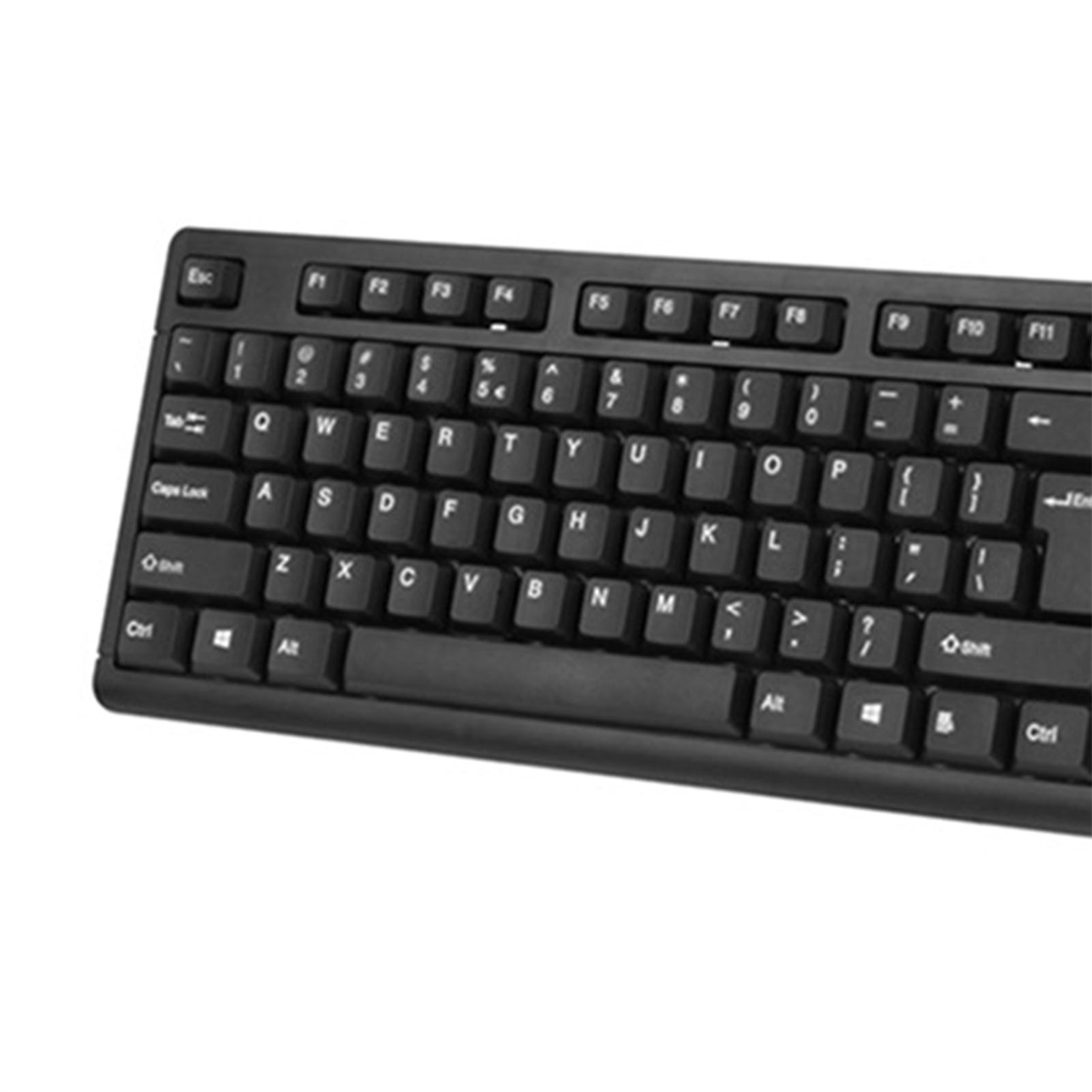 Schwarze Tastatur. Tasten sind schwarz. Ein Ziffernblock befindet sich rechts.